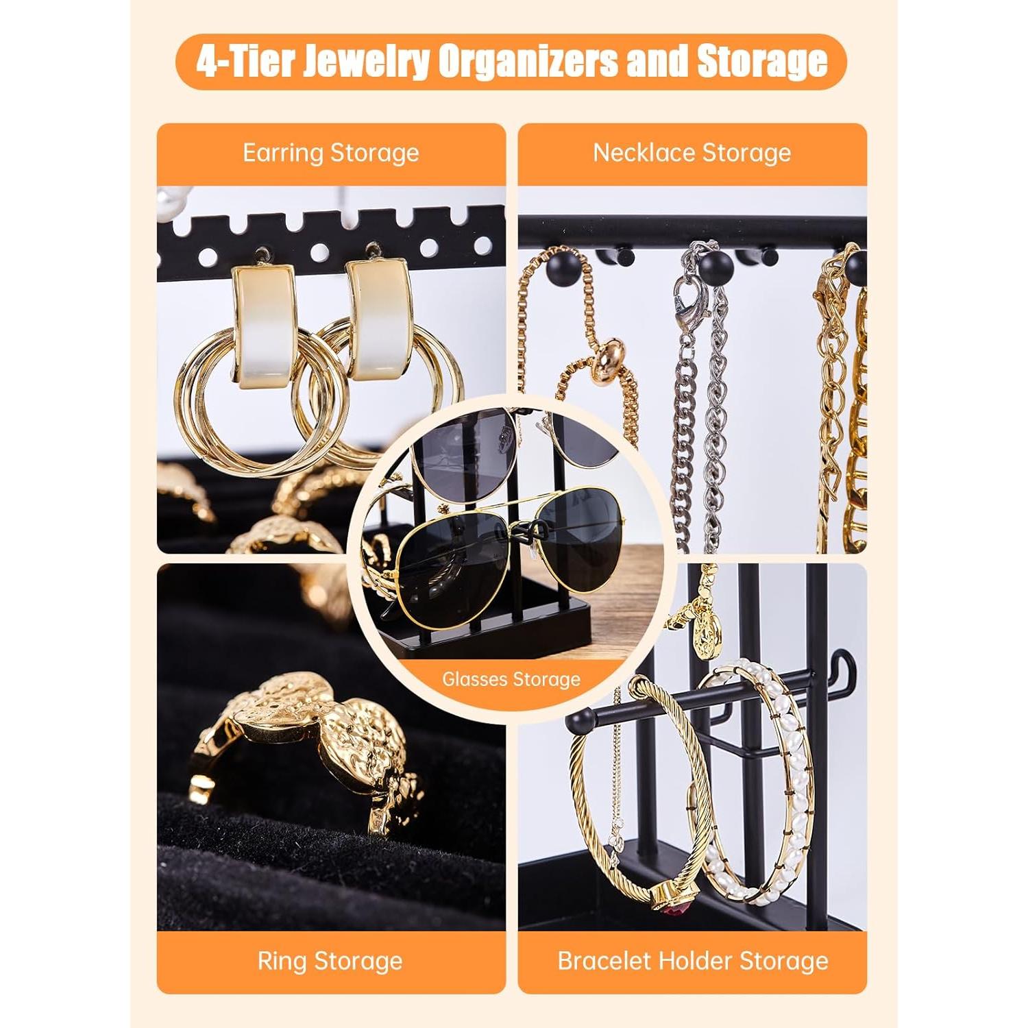 Soporte de Joyería Islifekey 3 Niveles para Collares y Gafas