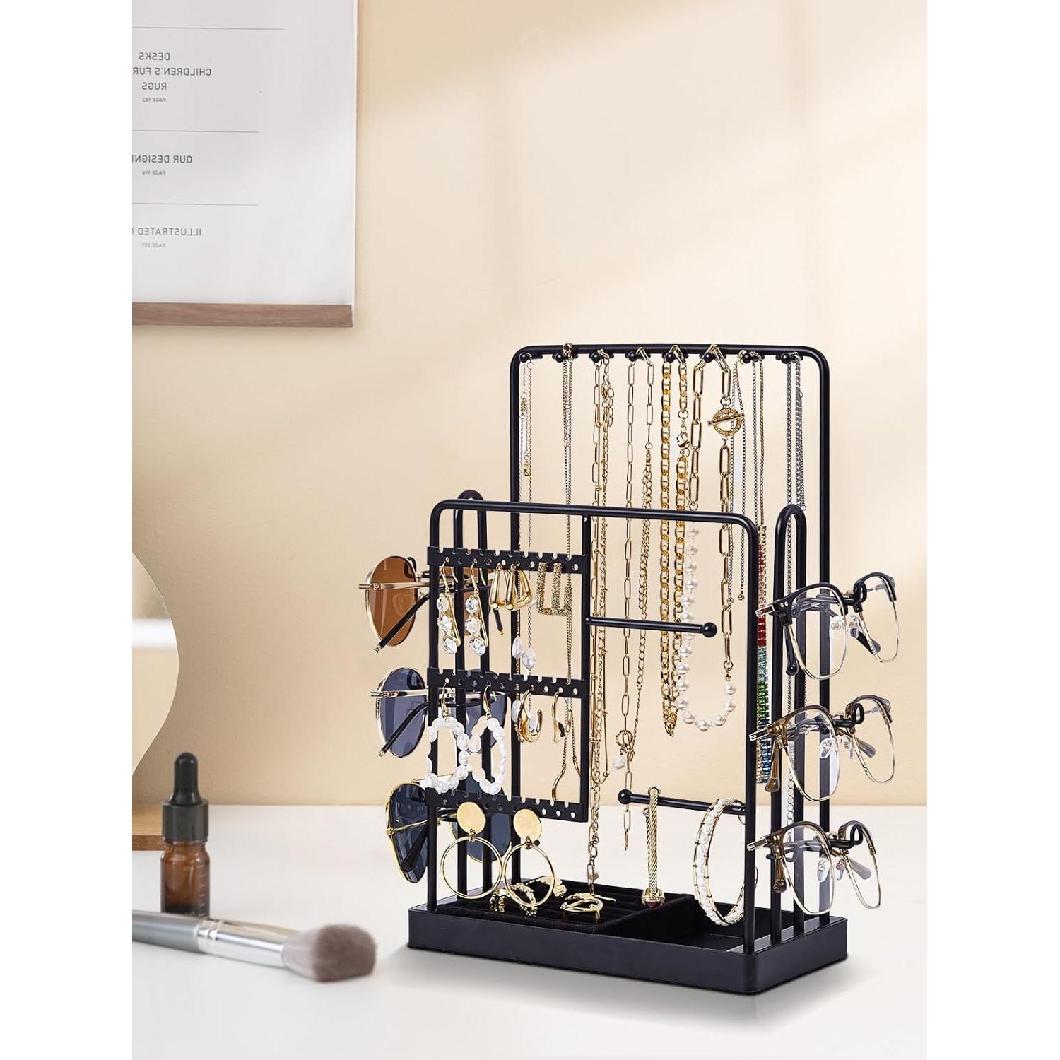 Soporte de Joyería Islifekey 3 Niveles para Collares y Gafas