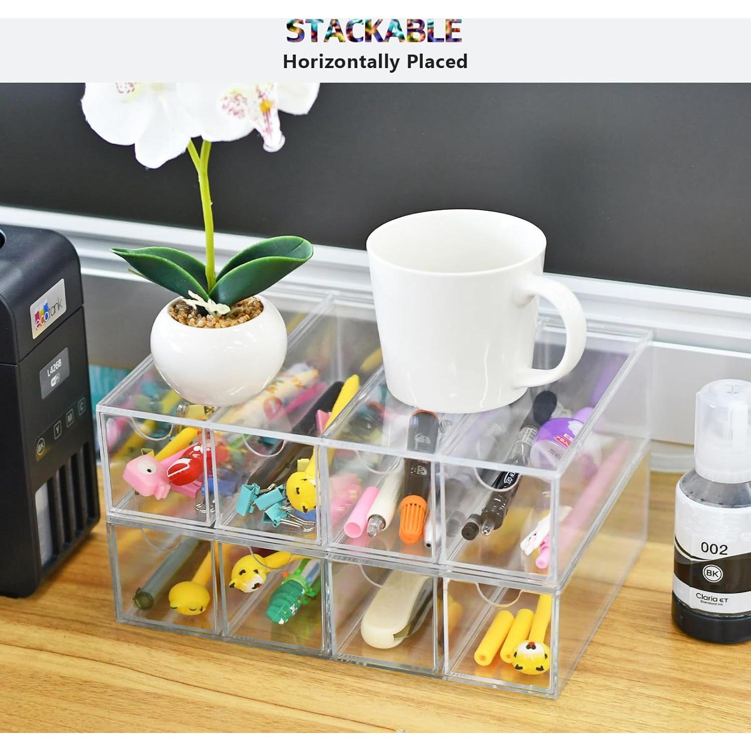 Organizador de Escritorio Acrílico YGFRSTO 2 Paquetes 8 Cajones