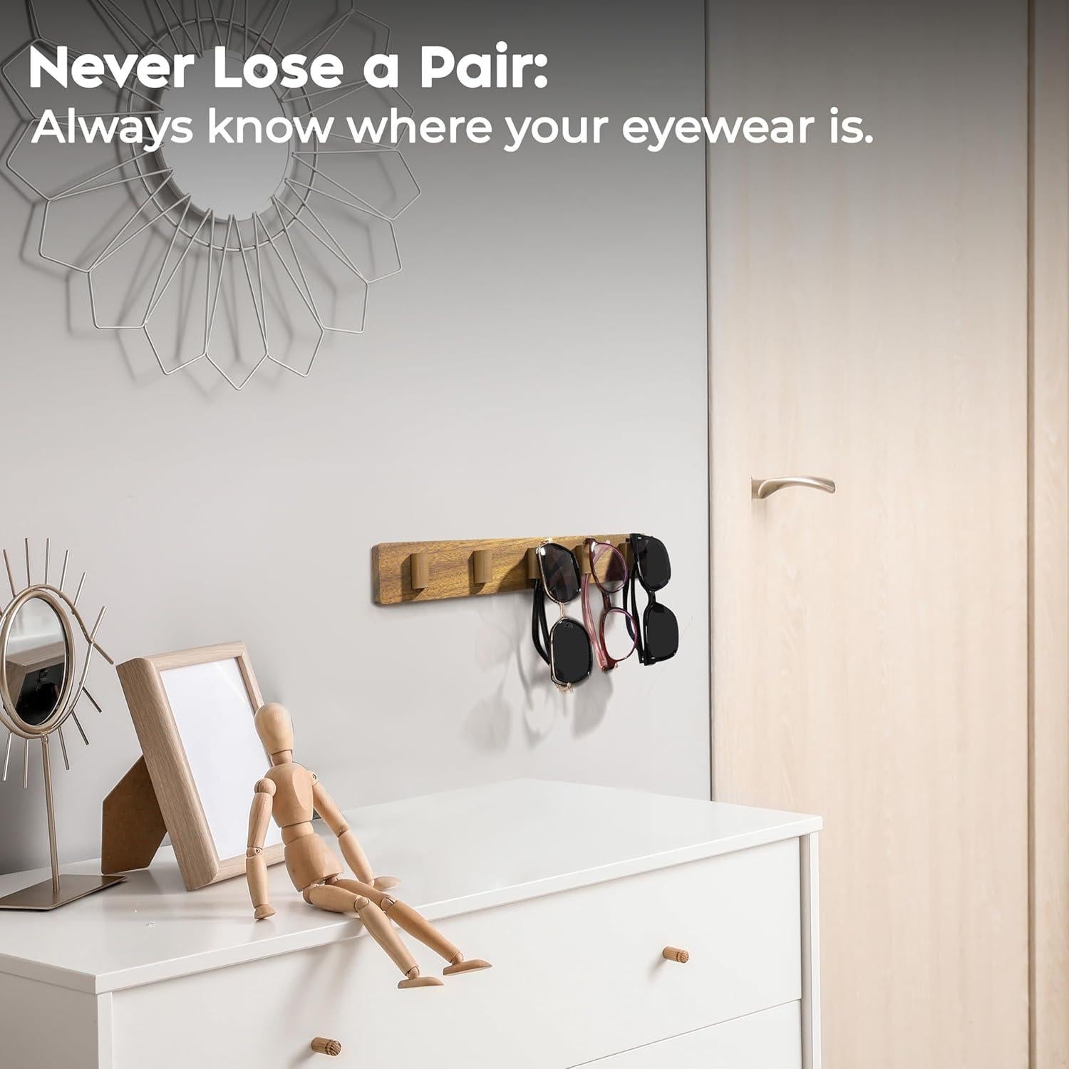 Soporte de Gafas de Pared Spaceneat - 5 Ranuras Nogal