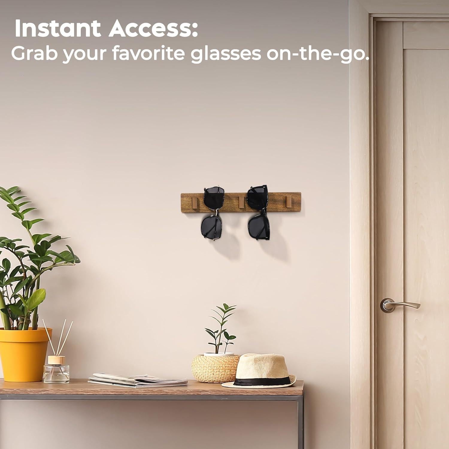 Soporte de Gafas de Pared Spaceneat - 5 Ranuras Nogal