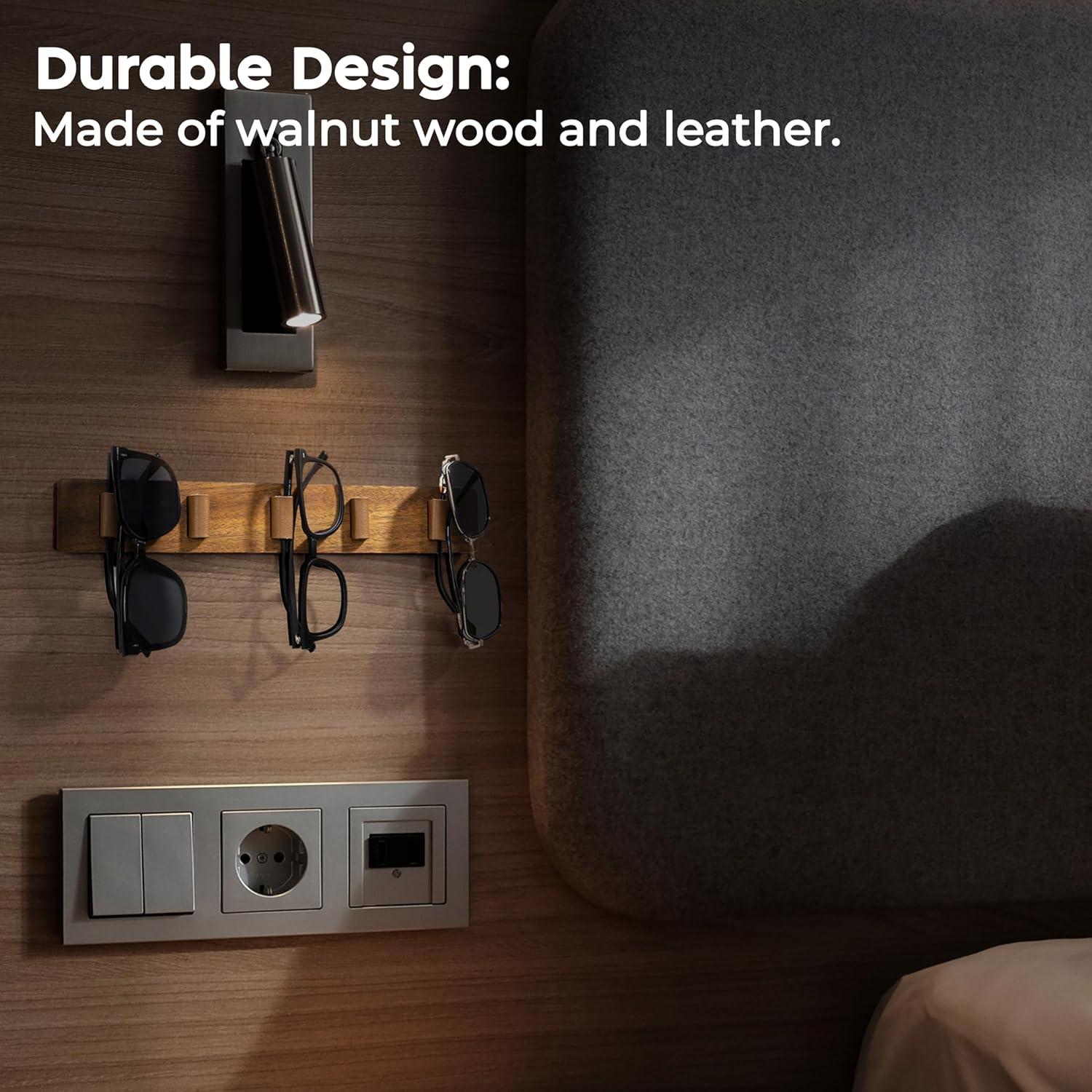 Soporte de Gafas de Pared Spaceneat - 5 Ranuras Nogal