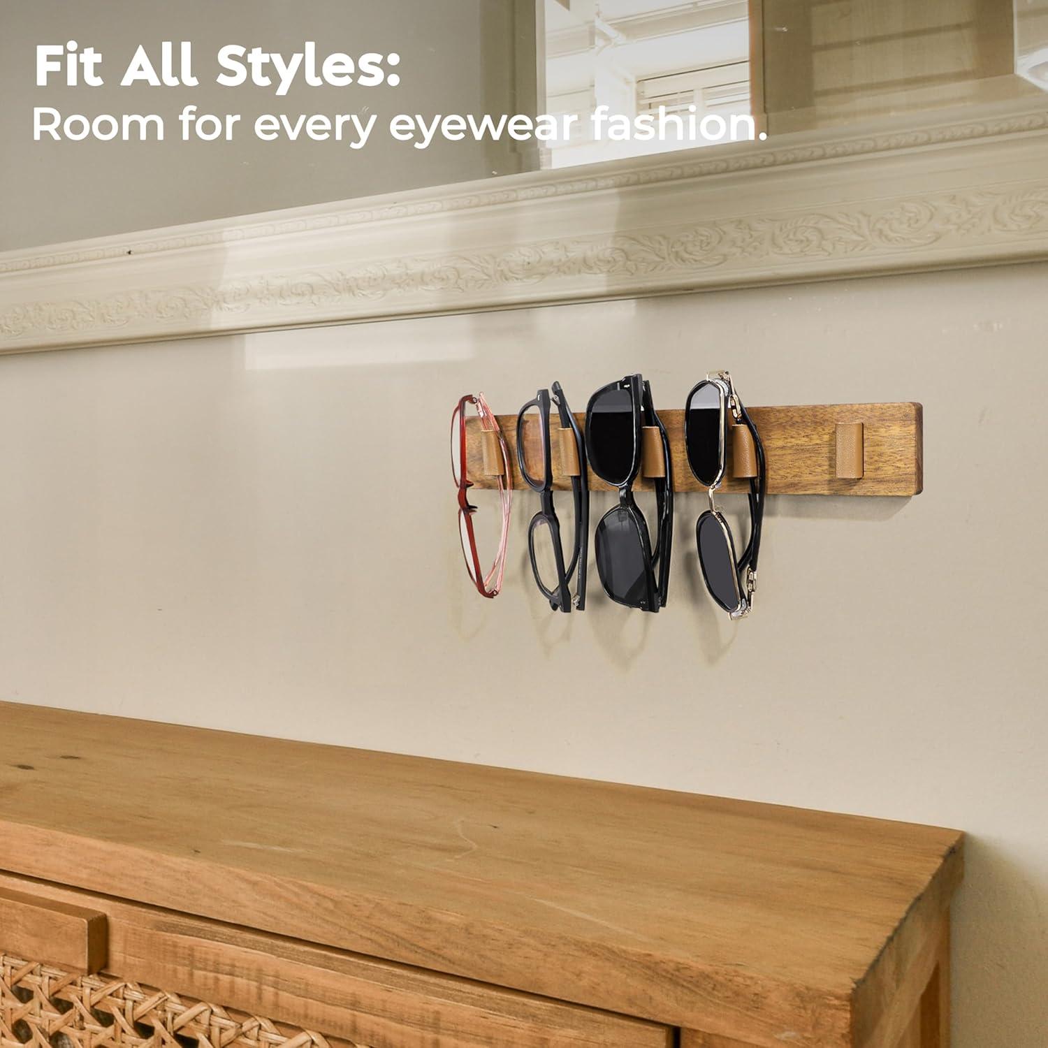 Soporte de Gafas de Pared Spaceneat - 5 Ranuras Nogal