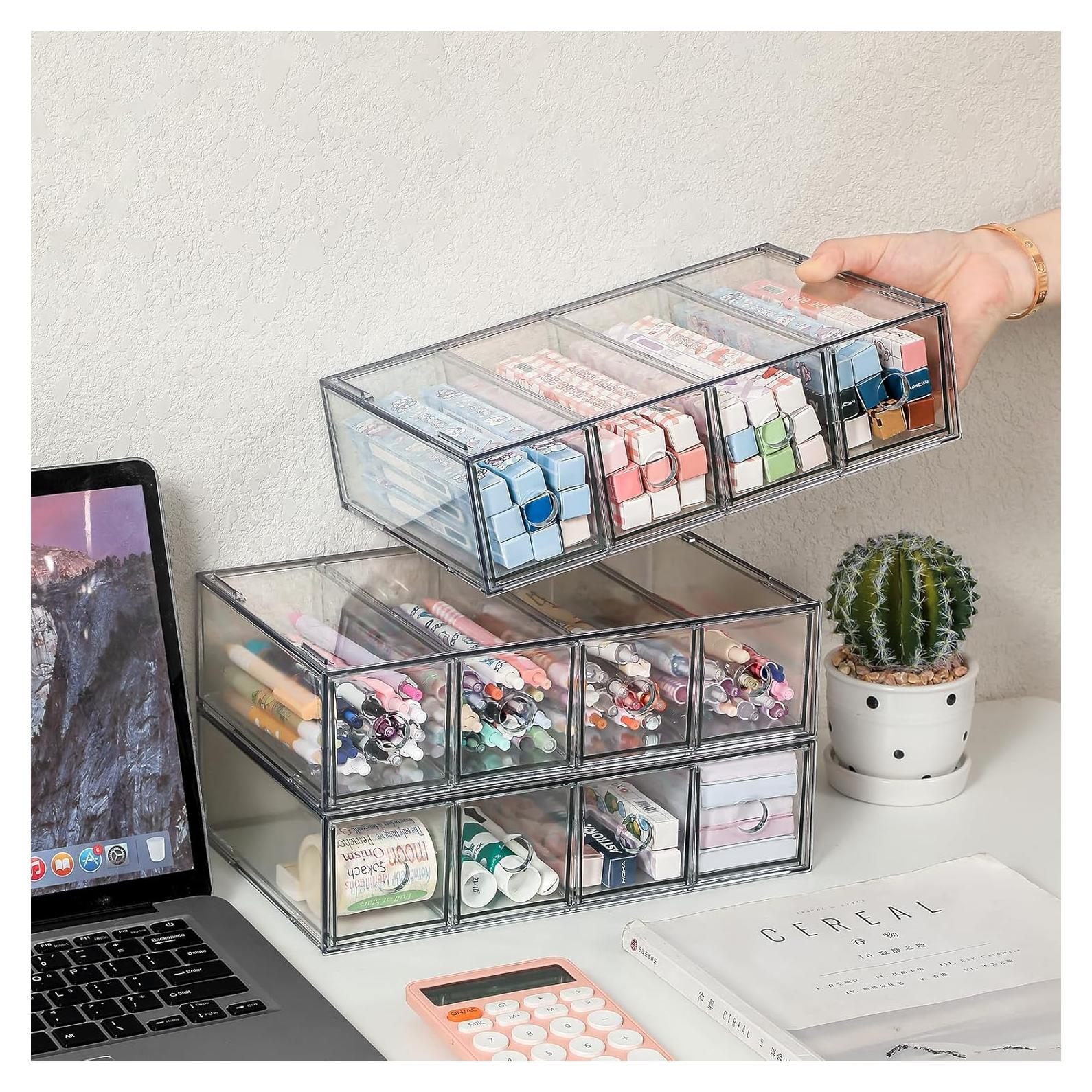 Organizador de Escritorio Acrílico WUHUME 3 Cajones 27.4x17.4x7.3cm