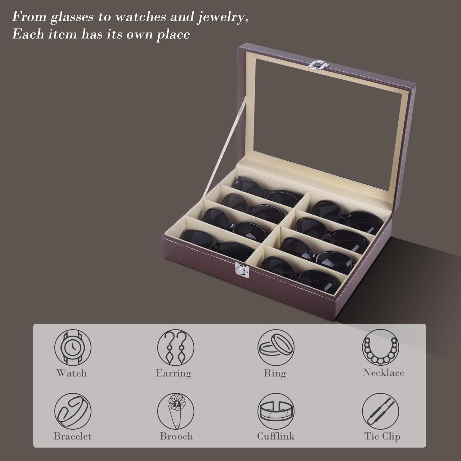 Estuche de Almacenamiento de Gafas AUTOARK Cuero Marrón