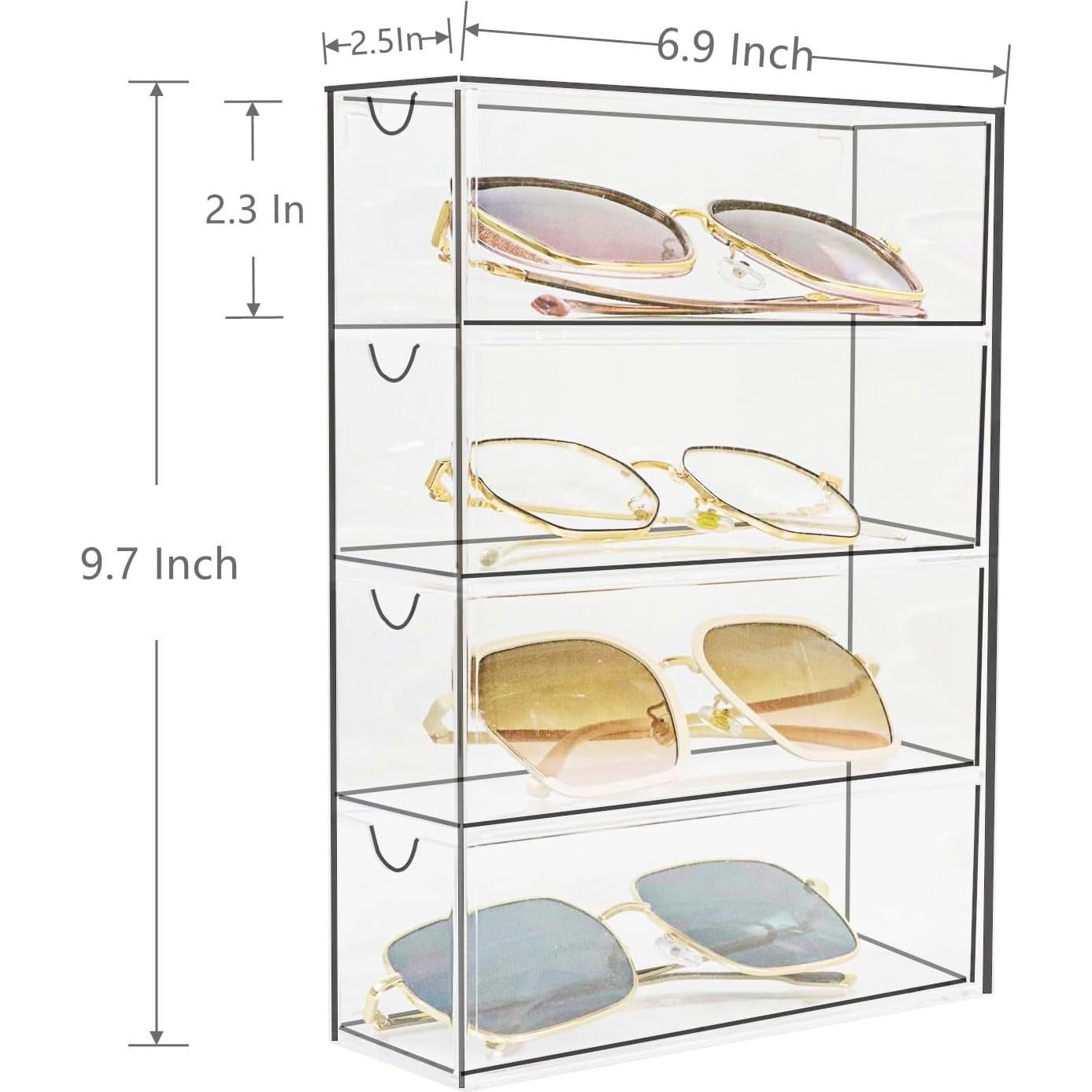 Organizador de Gafas Transparente Fordonral 4 Cajones 25.7x18.2 cm