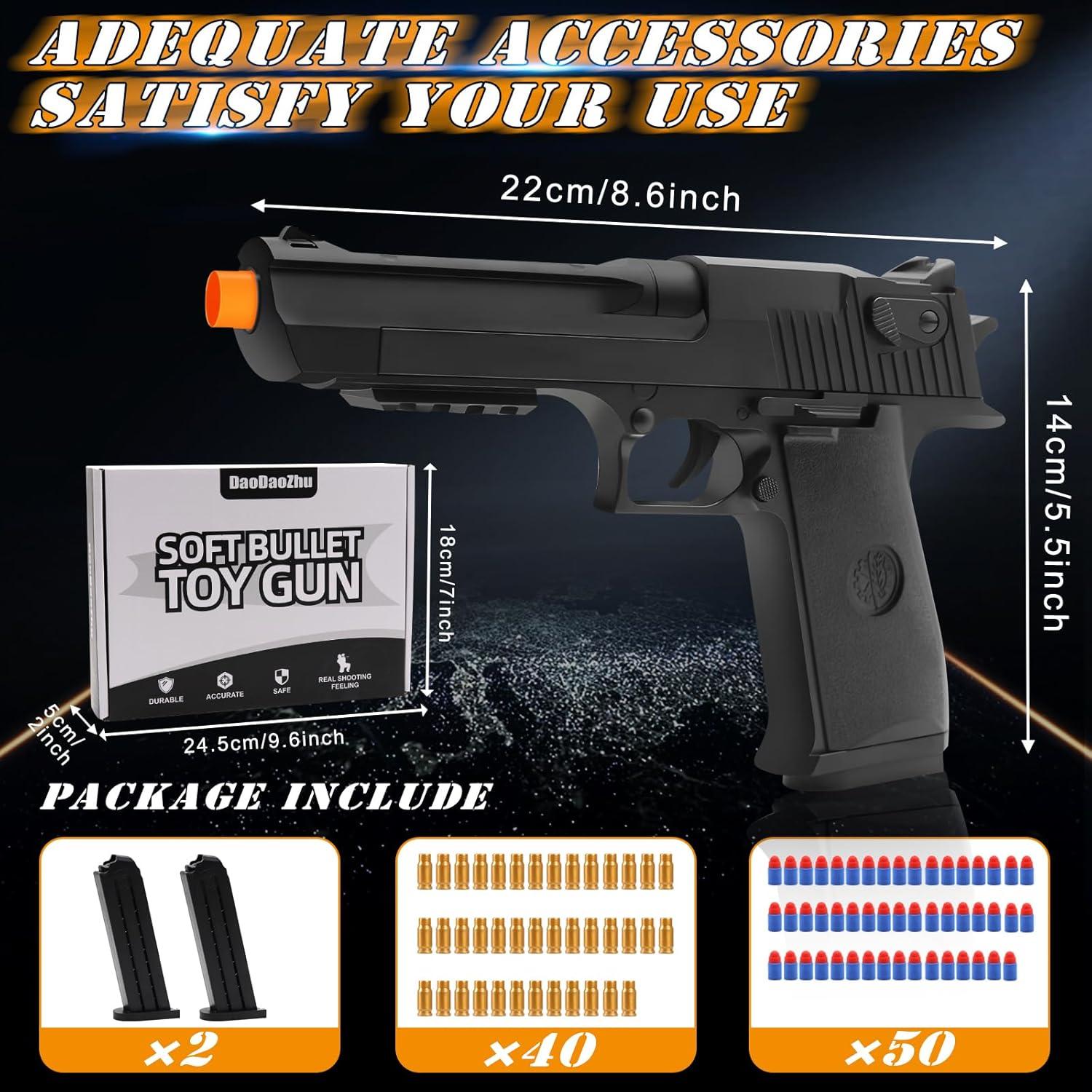 Pistola de Juguete DaoDaoZhu Negra con 50 Balas Suaves