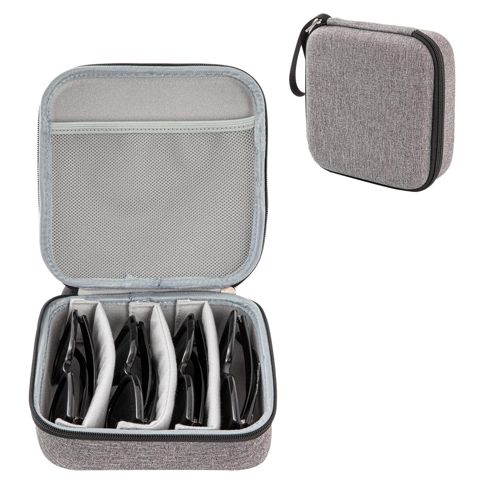 Estuche Organizador de Gafas de Sol EVA Gris 4 Compartimentos