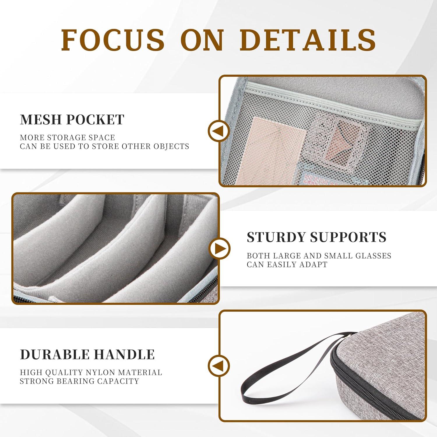 Estuche Organizador de Gafas de Sol EVA Gris 4 Compartimentos