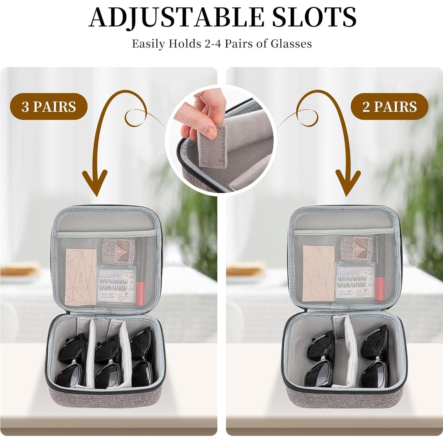 Estuche Organizador de Gafas de Sol EVA Gris 4 Compartimentos