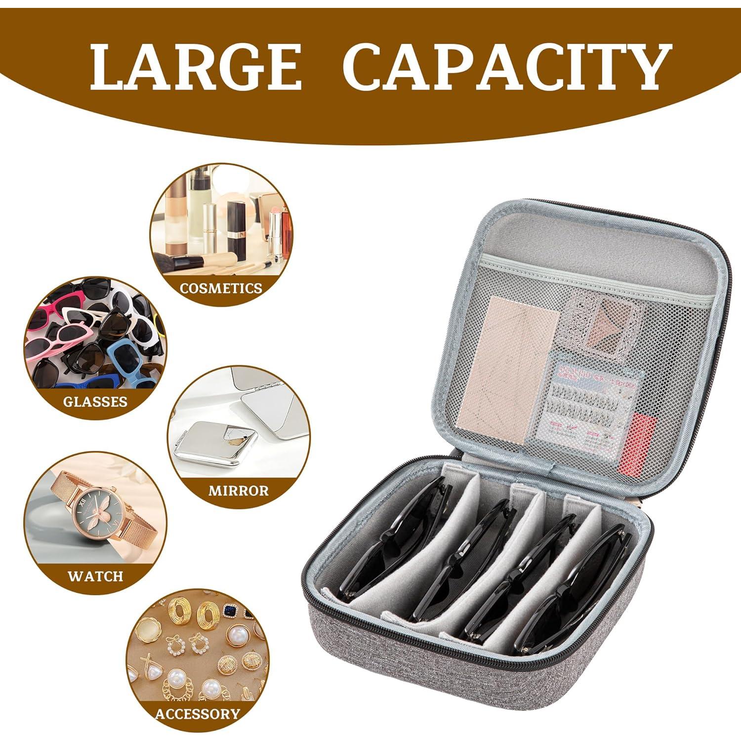 Estuche Organizador de Gafas de Sol EVA Gris 4 Compartimentos