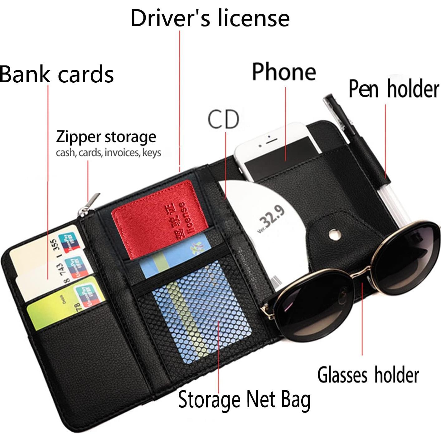 Organizador de Visera de Coche Aturmon 2 Piezas Negro