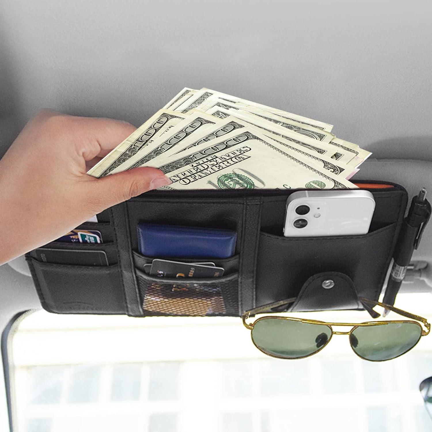 Organizador de Visera de Coche Aturmon 2 Piezas Negro