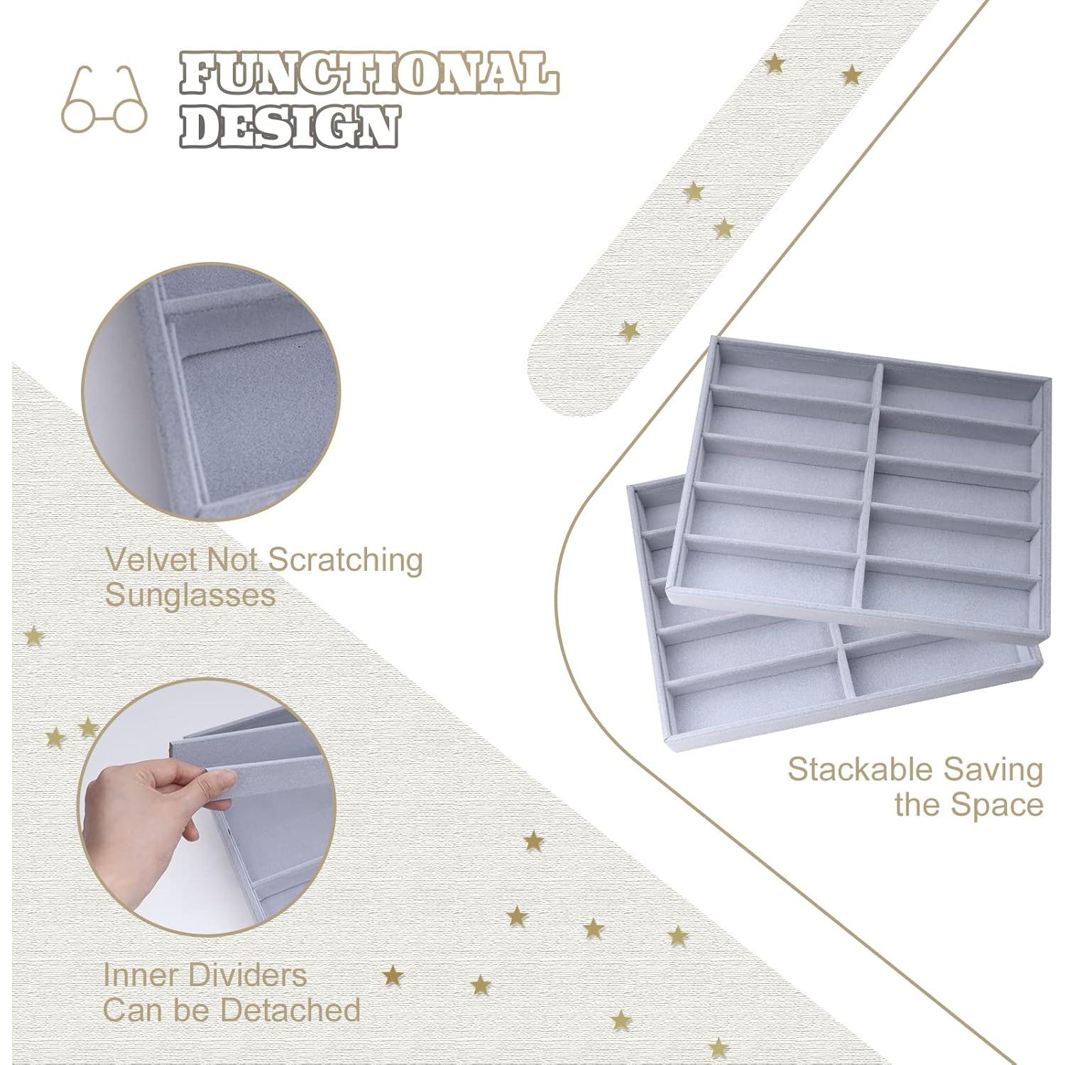 Organizador de Gafas de Sol LovelyPaws 2 Pcs Terciopelo Gris