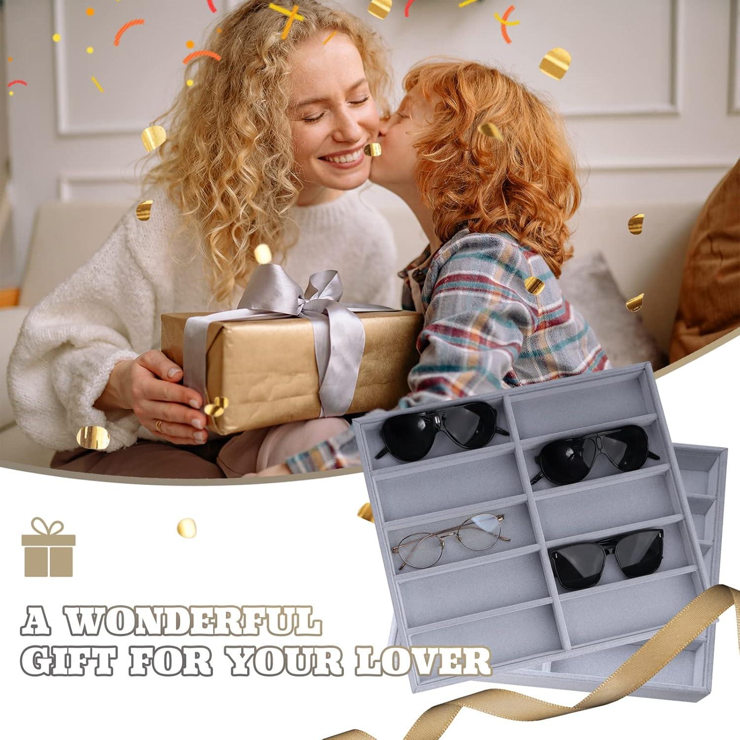 Organizador de Gafas de Sol LovelyPaws 2 Pcs Terciopelo Gris