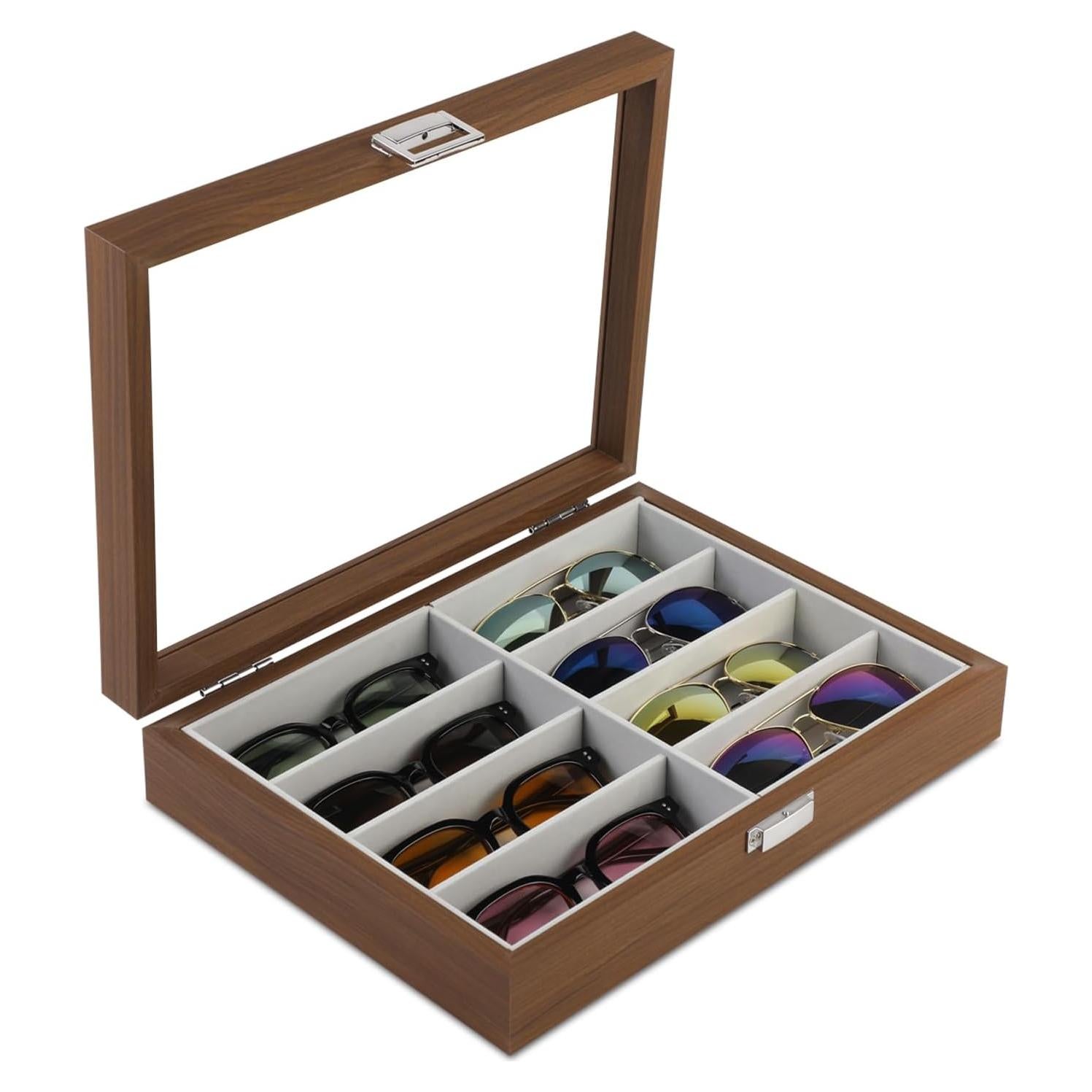 Caja Organizadora de Gafas de Sol de Madera 8 Ranuras
