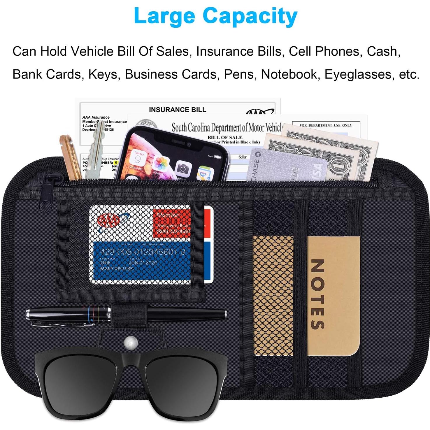 Organizador de Visera de Coche Wisdompro Negro 17x30 cm