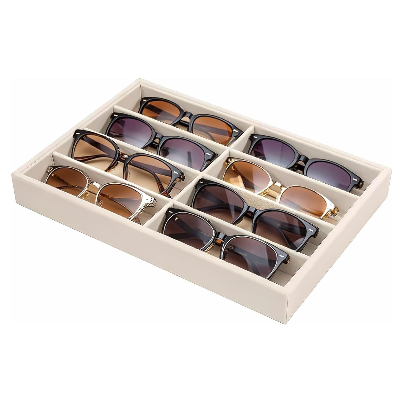 Organizador de Gafas XCRUI Beige 8 Compartimentos Apilable