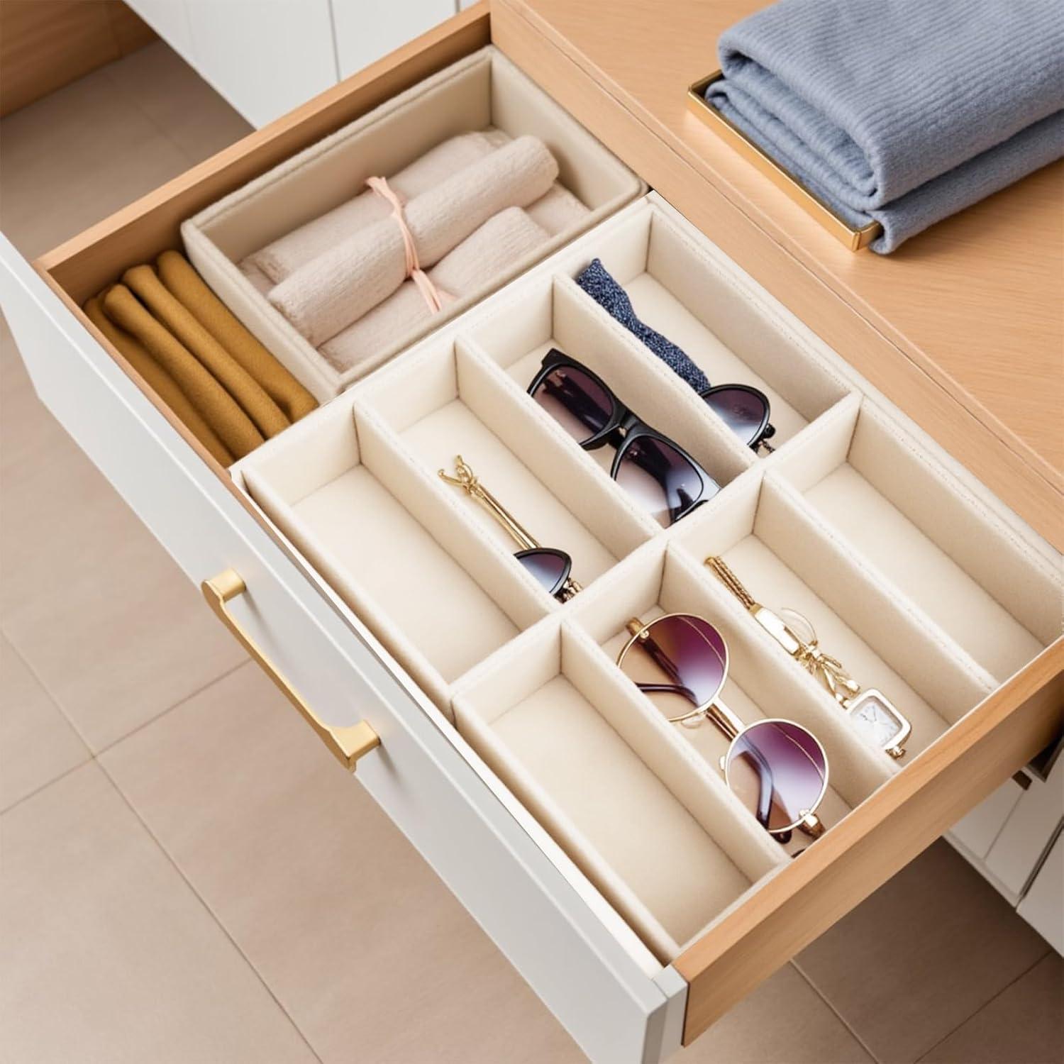Organizador de Gafas XCRUI Beige 8 Compartimentos Apilable