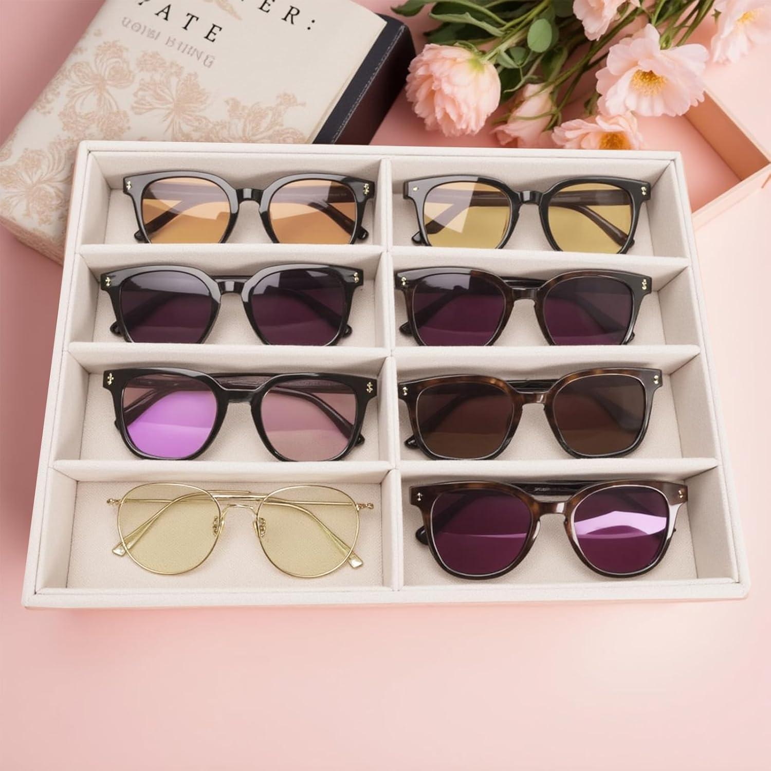 Organizador de Gafas XCRUI Beige 8 Compartimentos Apilable