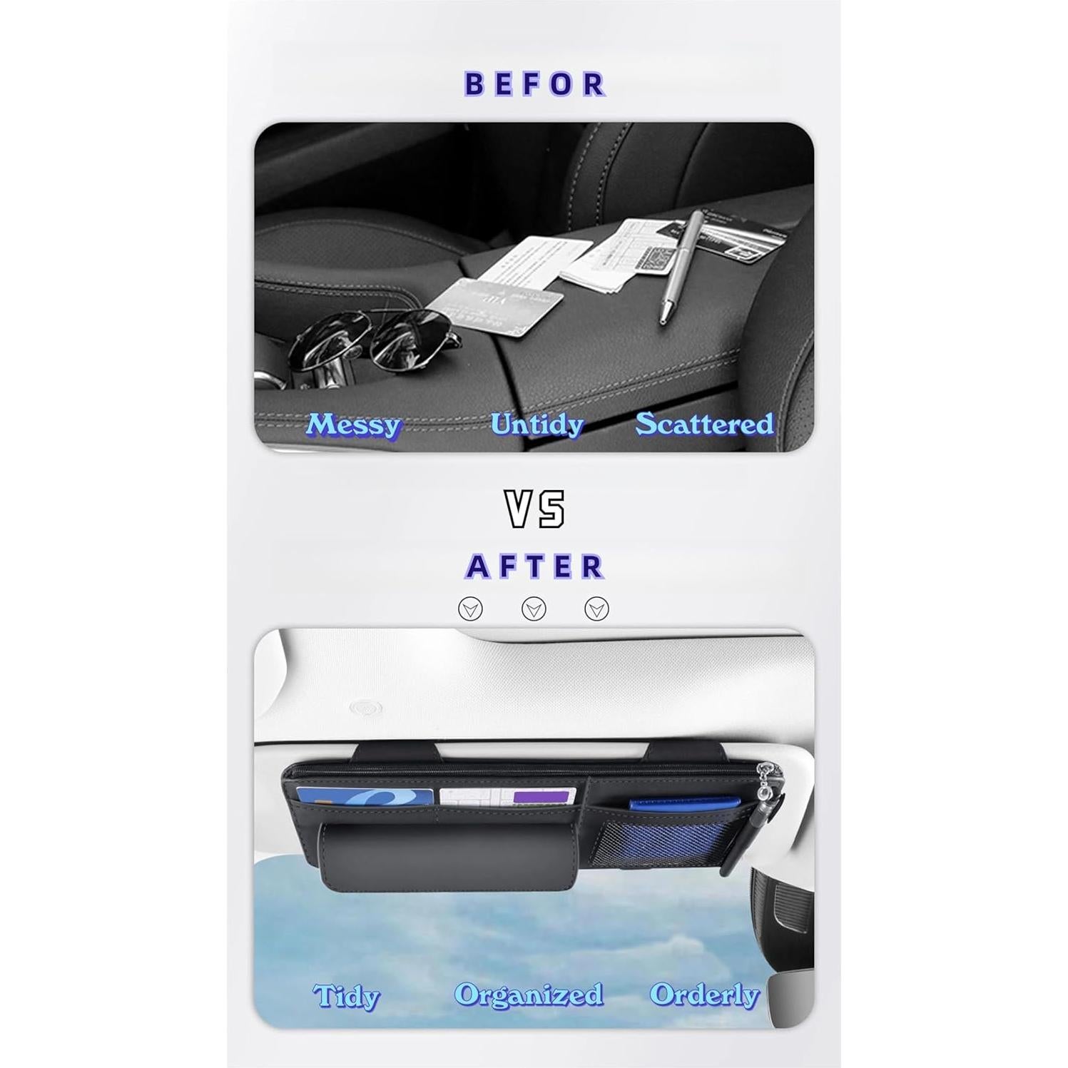 Organizador de Visera de Coche WiiLemz en Cuero Gris