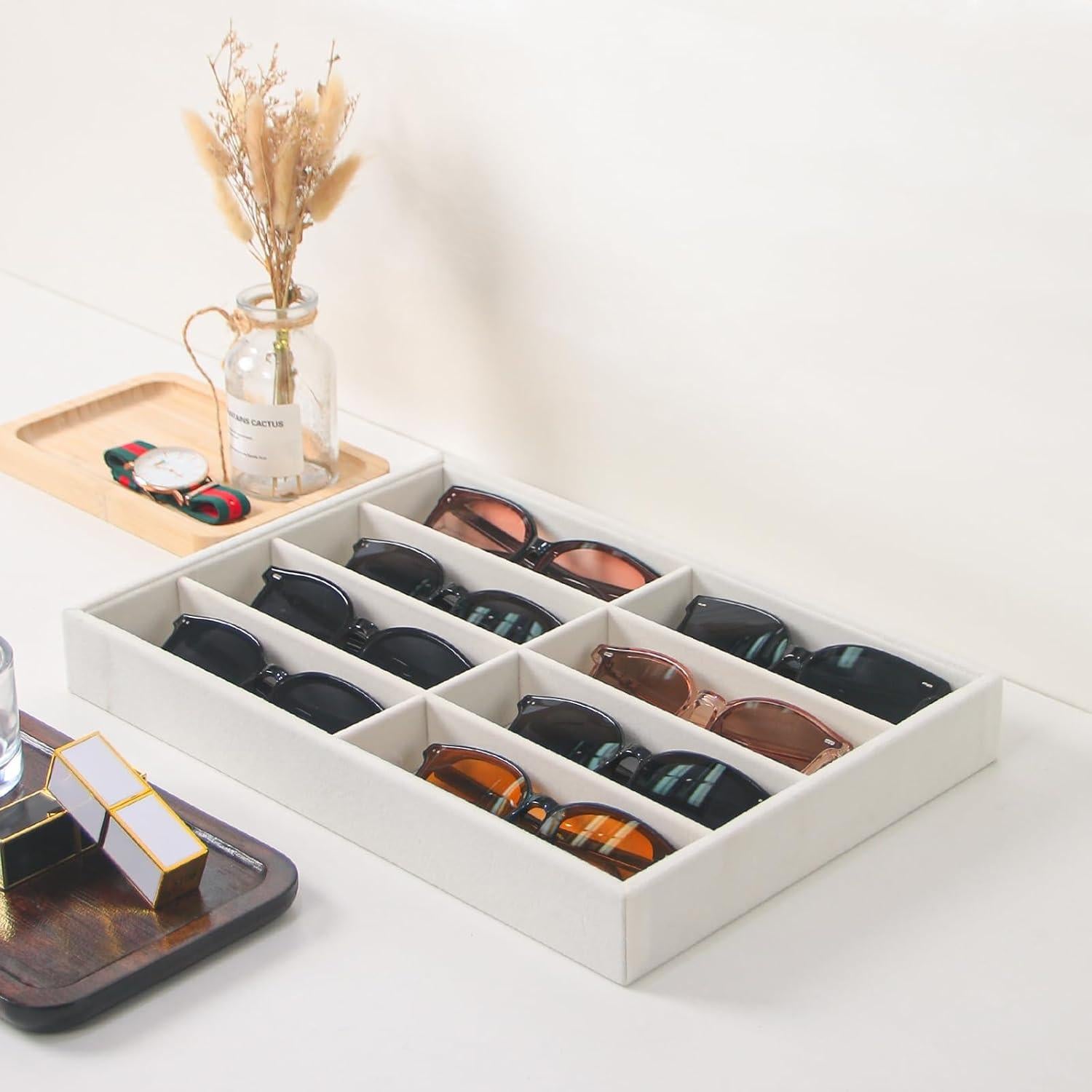 Organizador de Gafas Justsoso Terciopelo Beige 35x24 cm