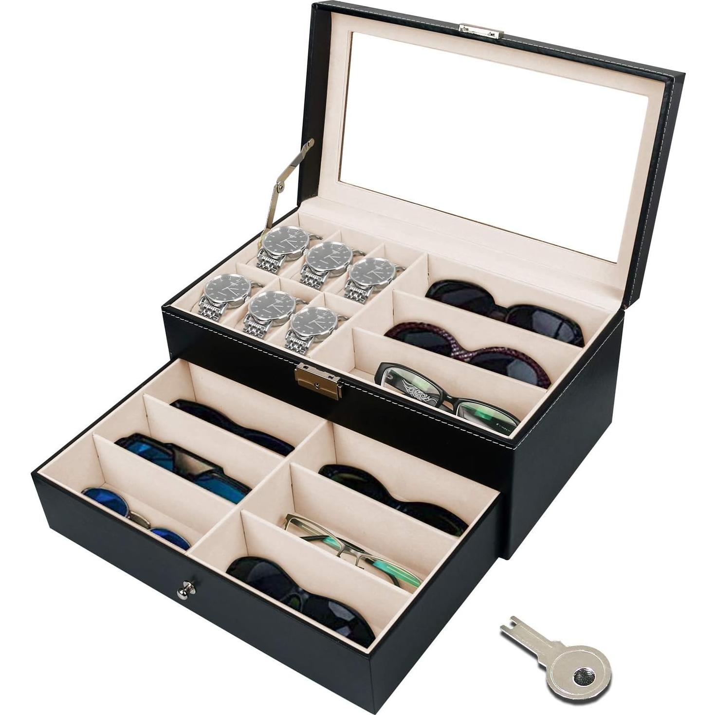 Estuche Organizador de Gafas y Relojes Jolitac 12 Compartimentos