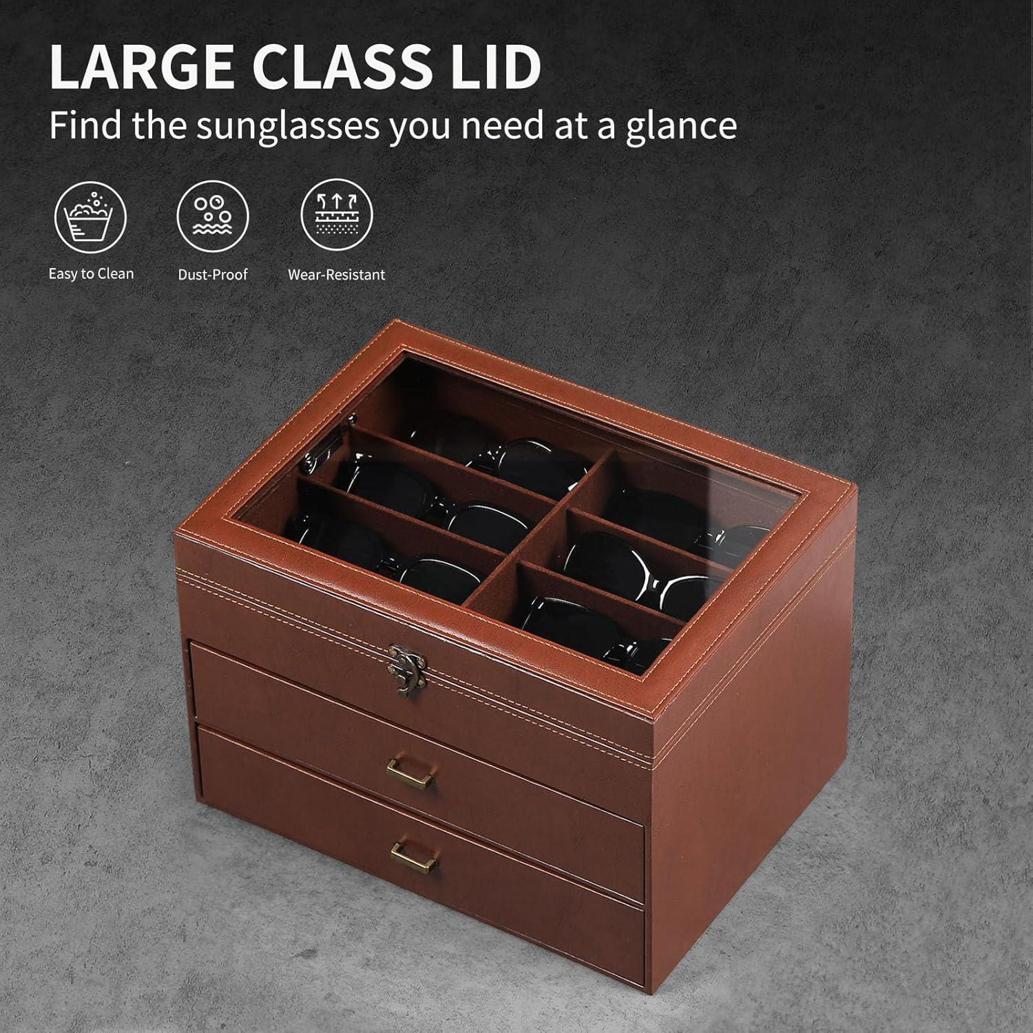 Caja Organizadora de Gafas AUTOARK de Cuero y Terciopelo 24 Piezas