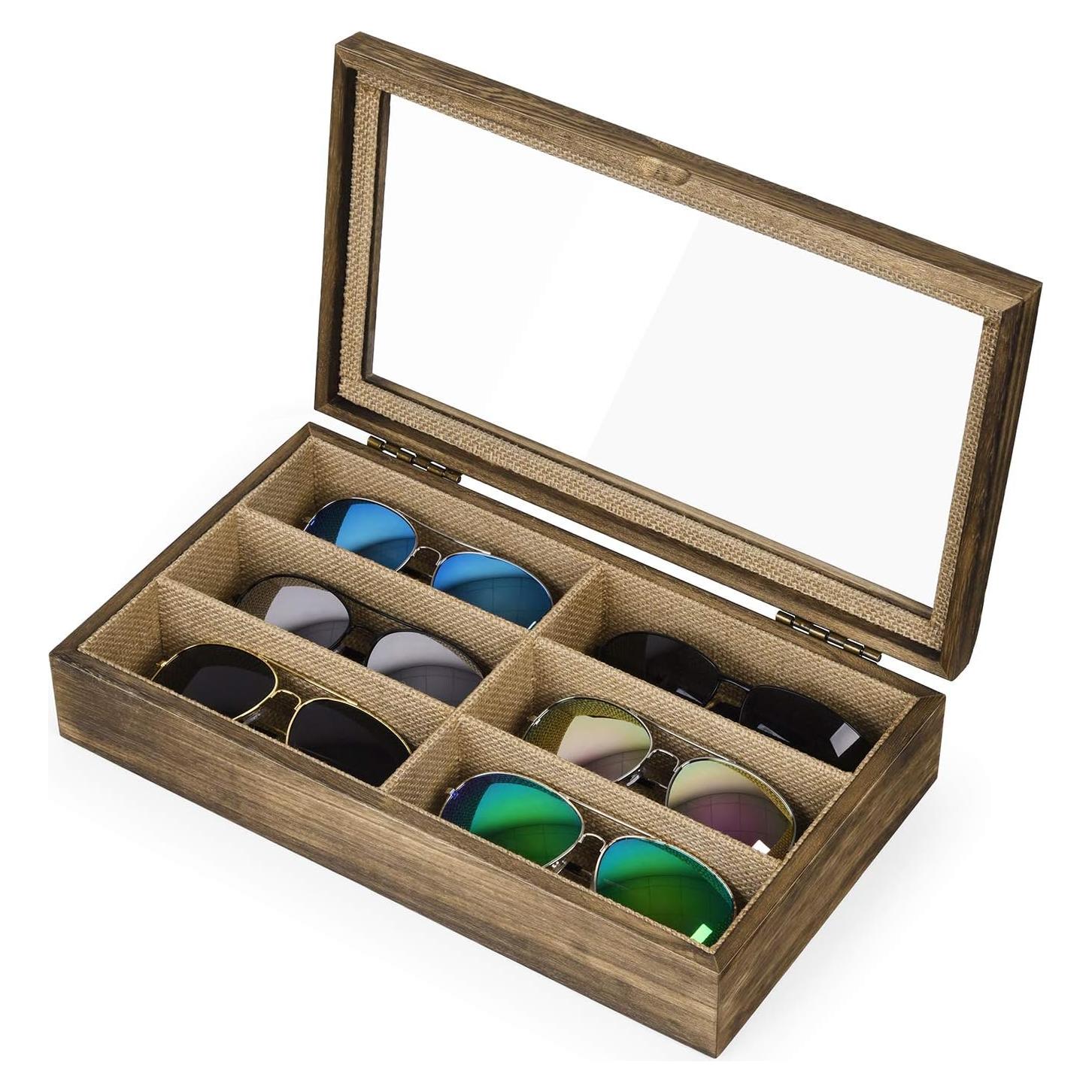 Caja Organizadora de Gafas SRIWATANA Madera Retro 6 Compartimentos