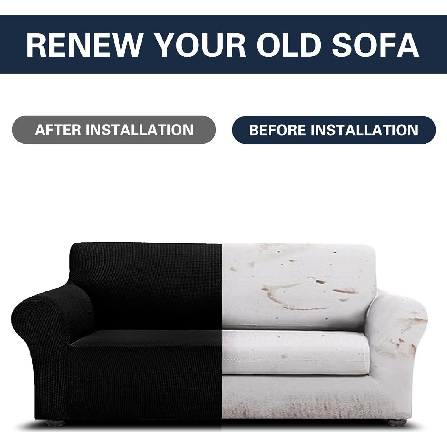 Funda elástica para sofá 3 cojines Cupuamon negra