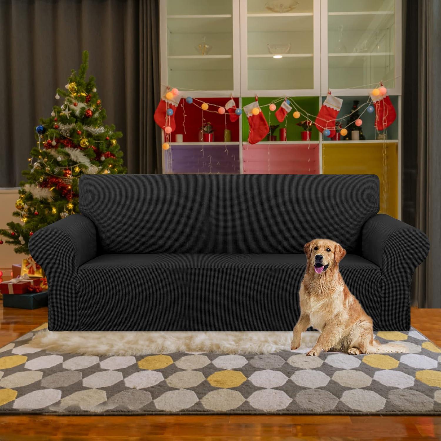 Funda de Sofá Stretch KEKUOU Grande Negra 198-238 cm