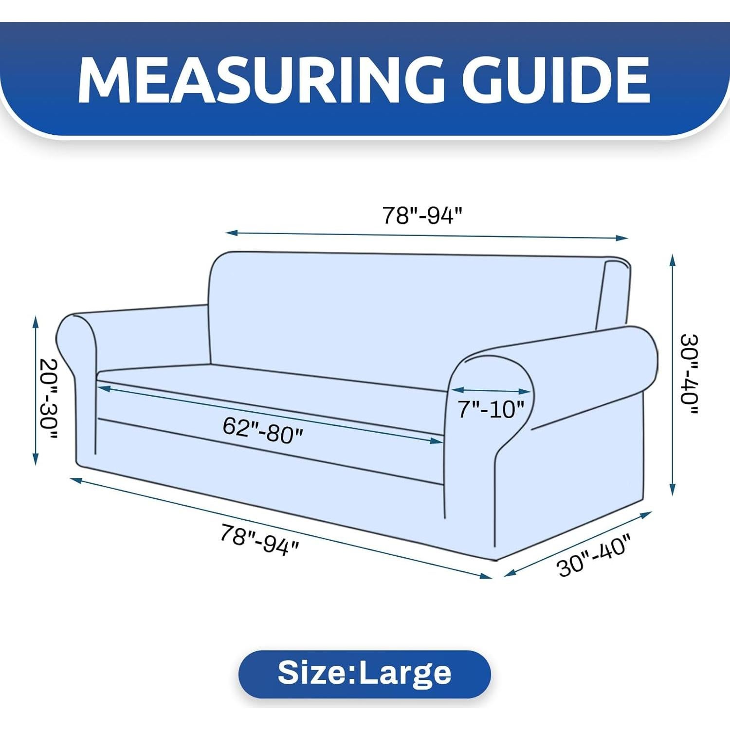 Funda de Sofá Stretch KEKUOU Grande Negra 198-238 cm