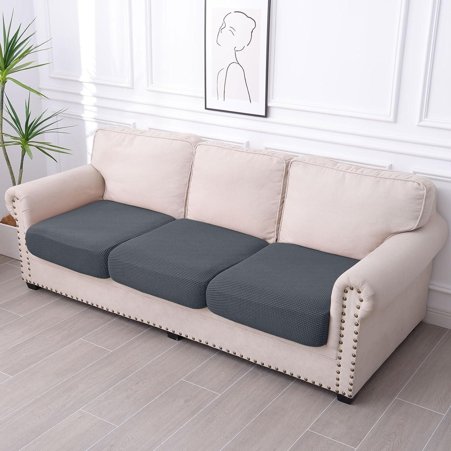 Cubiertas de Cojín de Sofá Impermeables Hyha 3P Gris Antideslizante