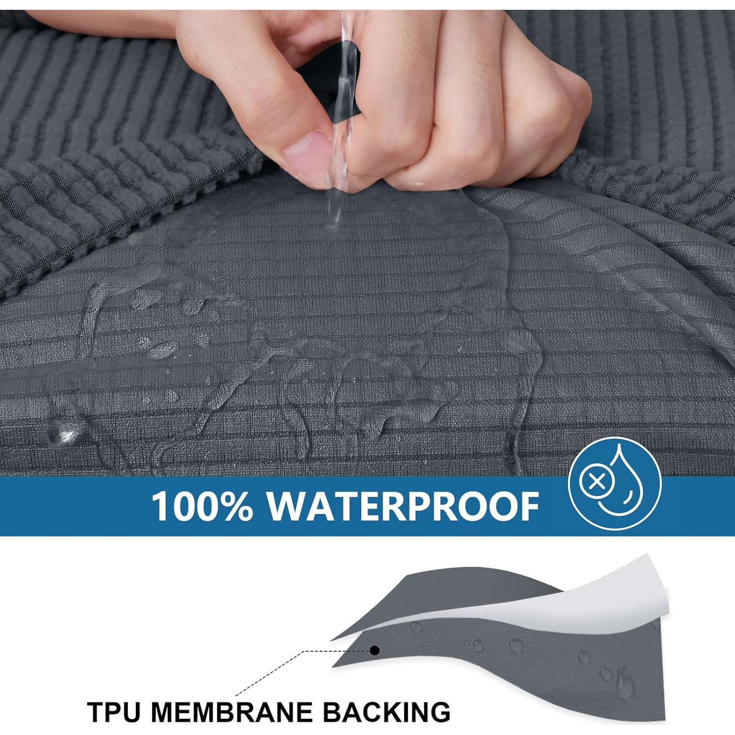 Cubiertas de Cojín de Sofá Impermeables Hyha 3P Gris Antideslizante