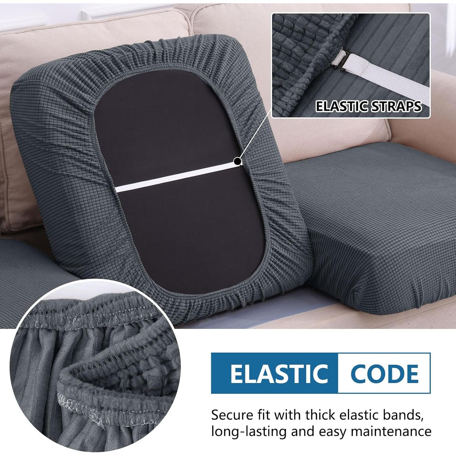 Cubiertas de Cojín de Sofá Impermeables Hyha 3P Gris Antideslizante