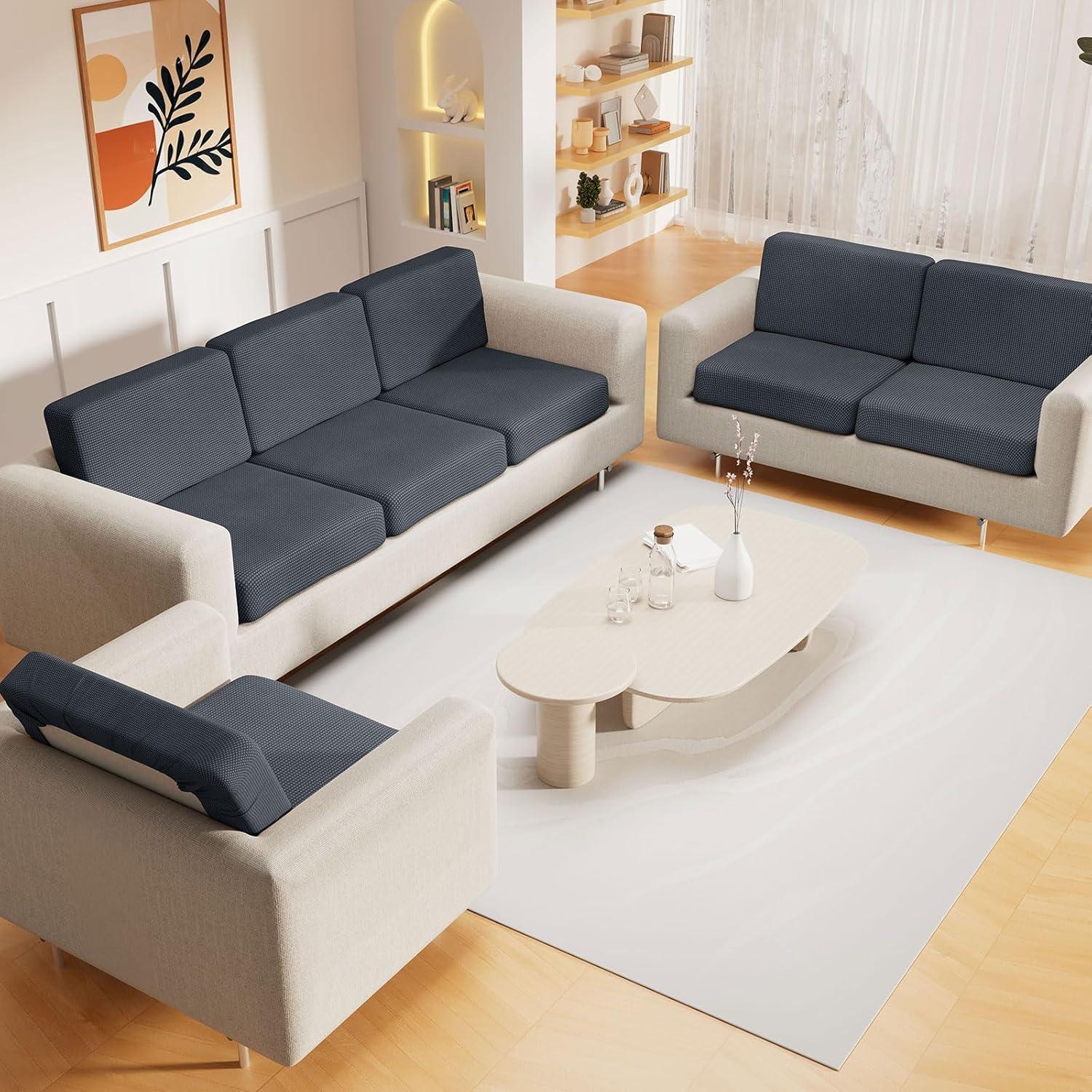 Cubiertas de Cojín de Sofá Impermeables Hyha 3P Gris Antideslizante