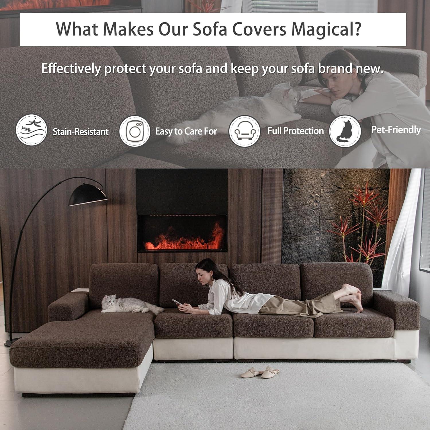 Funda de Sofá Seccional OHSIO Marrón Lavable 70x50 cm