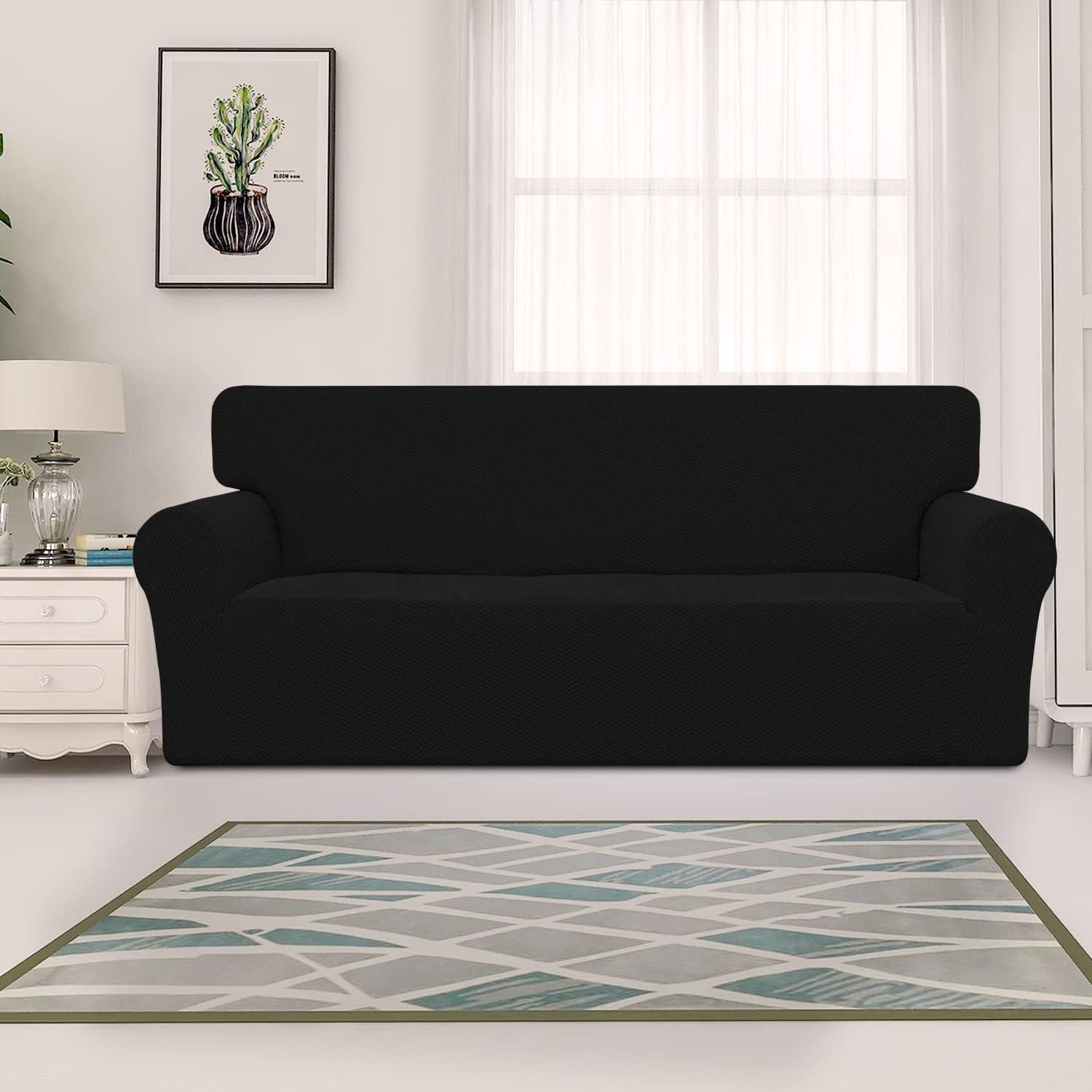 Funda de Sofá Jacquard Easy-Going Negra 1 Pieza Antideslizante