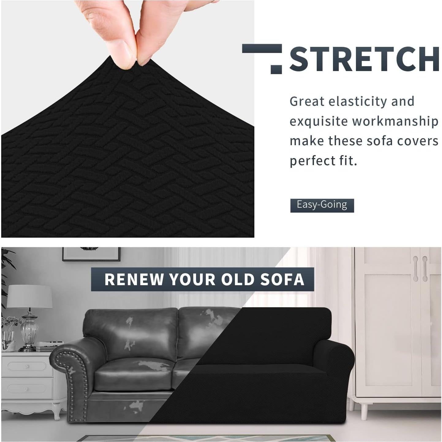 Funda de Sofá Jacquard Easy-Going Negra 1 Pieza Antideslizante