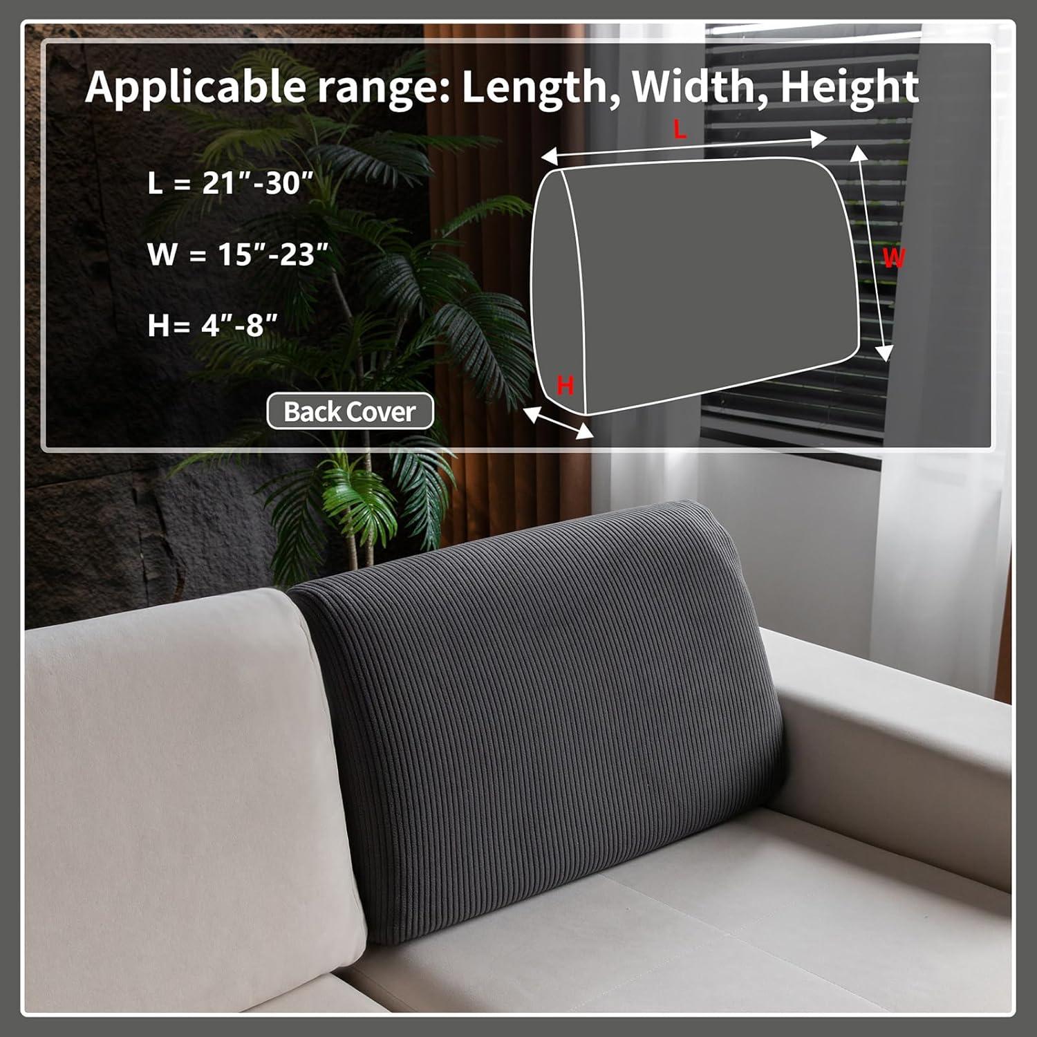 Funda de Sofá Seccional OHSIO Gris Oscuro Lavable Antideslizante