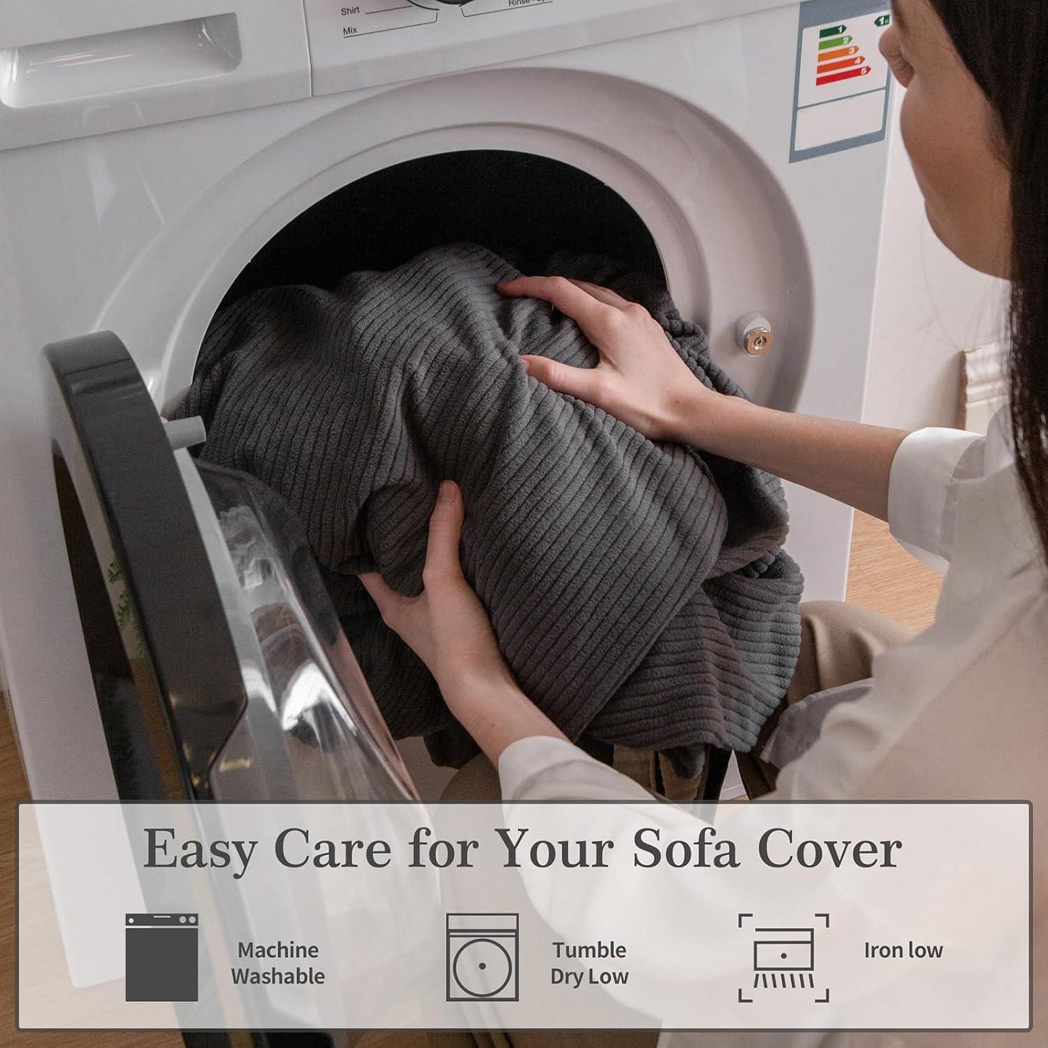 Funda de Sofá Seccional OHSIO Gris Oscuro Lavable Antideslizante