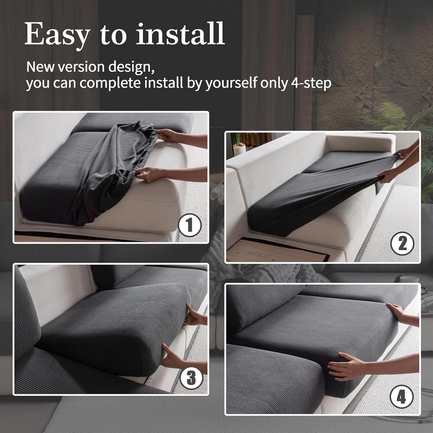 Funda de Sofá Seccional OHSIO Gris Oscuro Lavable Antideslizante