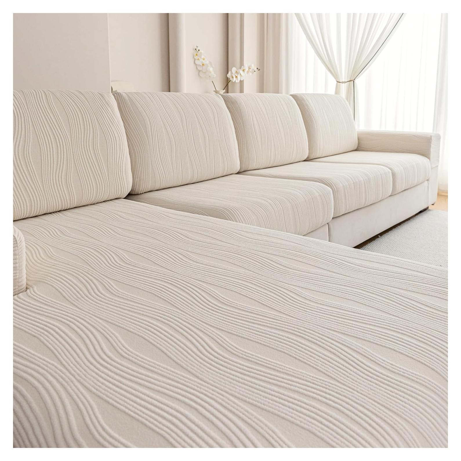 Funda de sofá elástica QIANMEW 1PC Marfil para L y modular