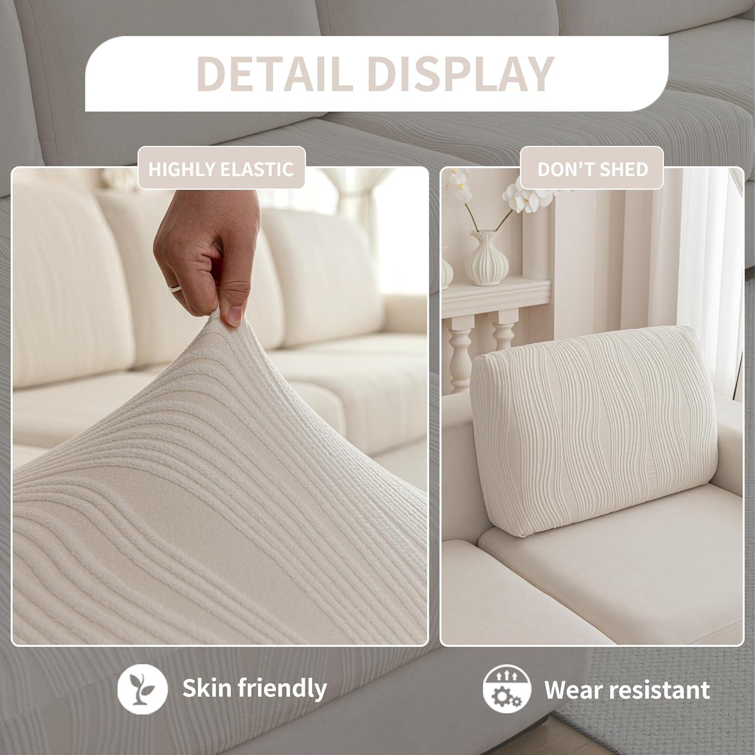 Funda de sofá elástica QIANMEW 1PC Marfil para L y modular