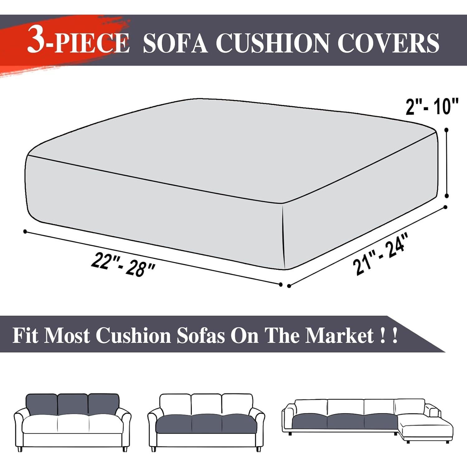 Fundas de Cojines de Sofá LA MEACK 3 Piezas Gris Oscuro