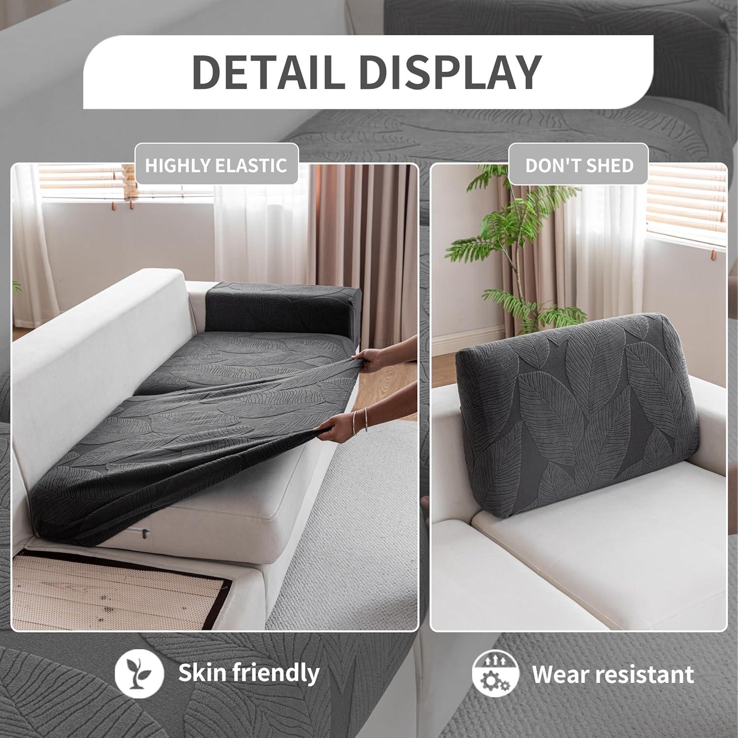 Funda de Sofá Seccional QIANMEW Gris Oscuro Lavable 1PC