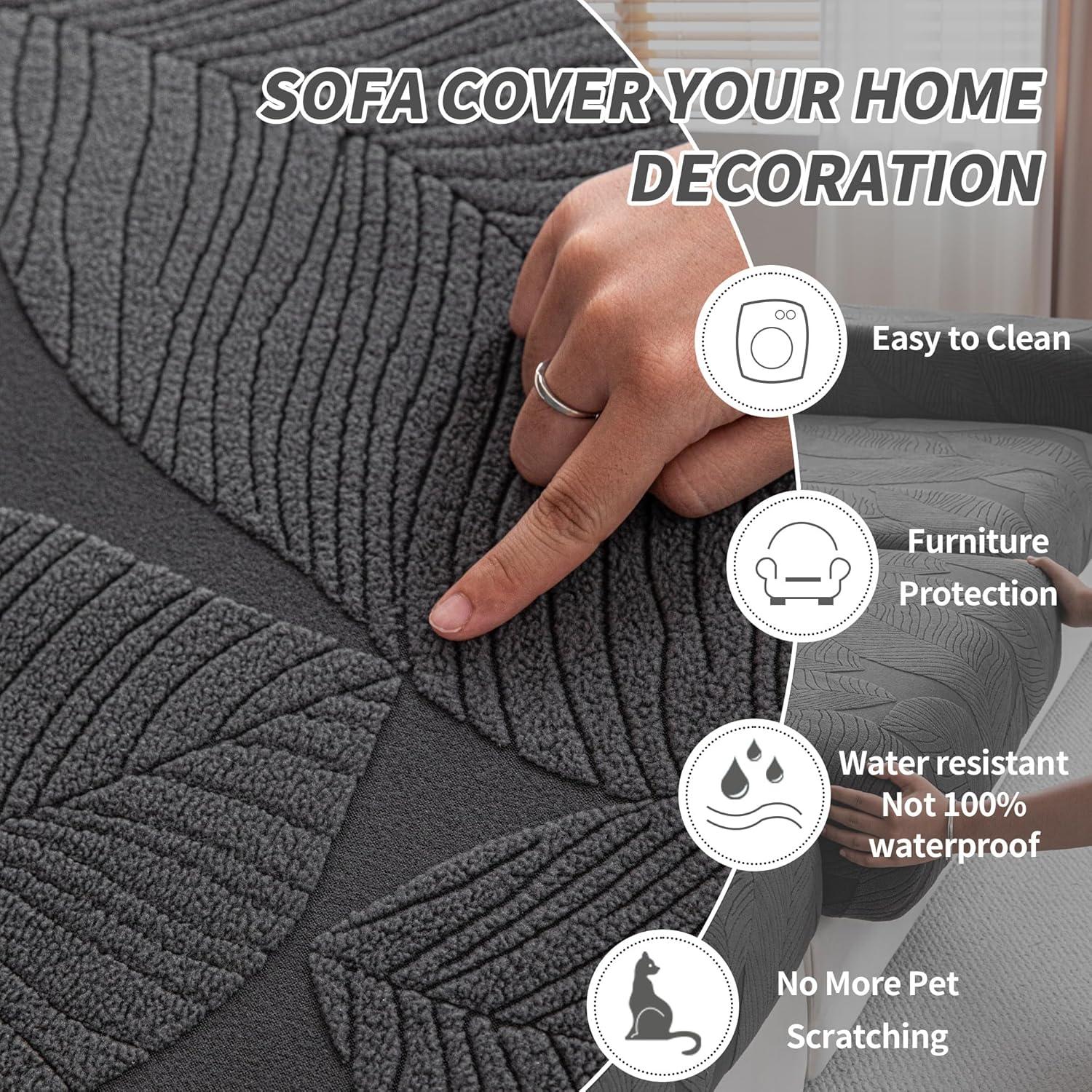 Funda de Sofá Seccional QIANMEW Gris Oscuro Lavable 1PC