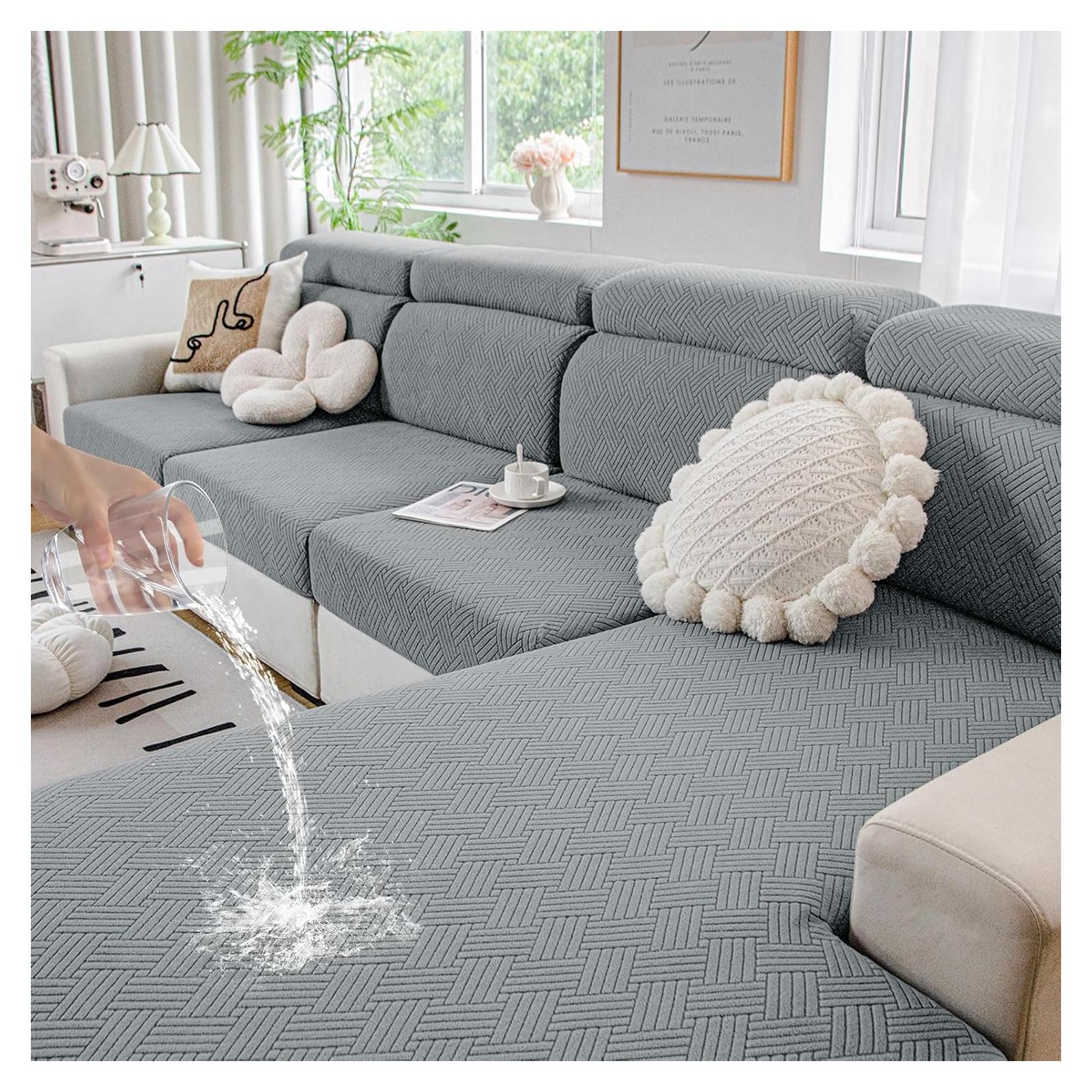 Fundas de Cojín de Sofá Impermeables Hyha 3PC Gris
