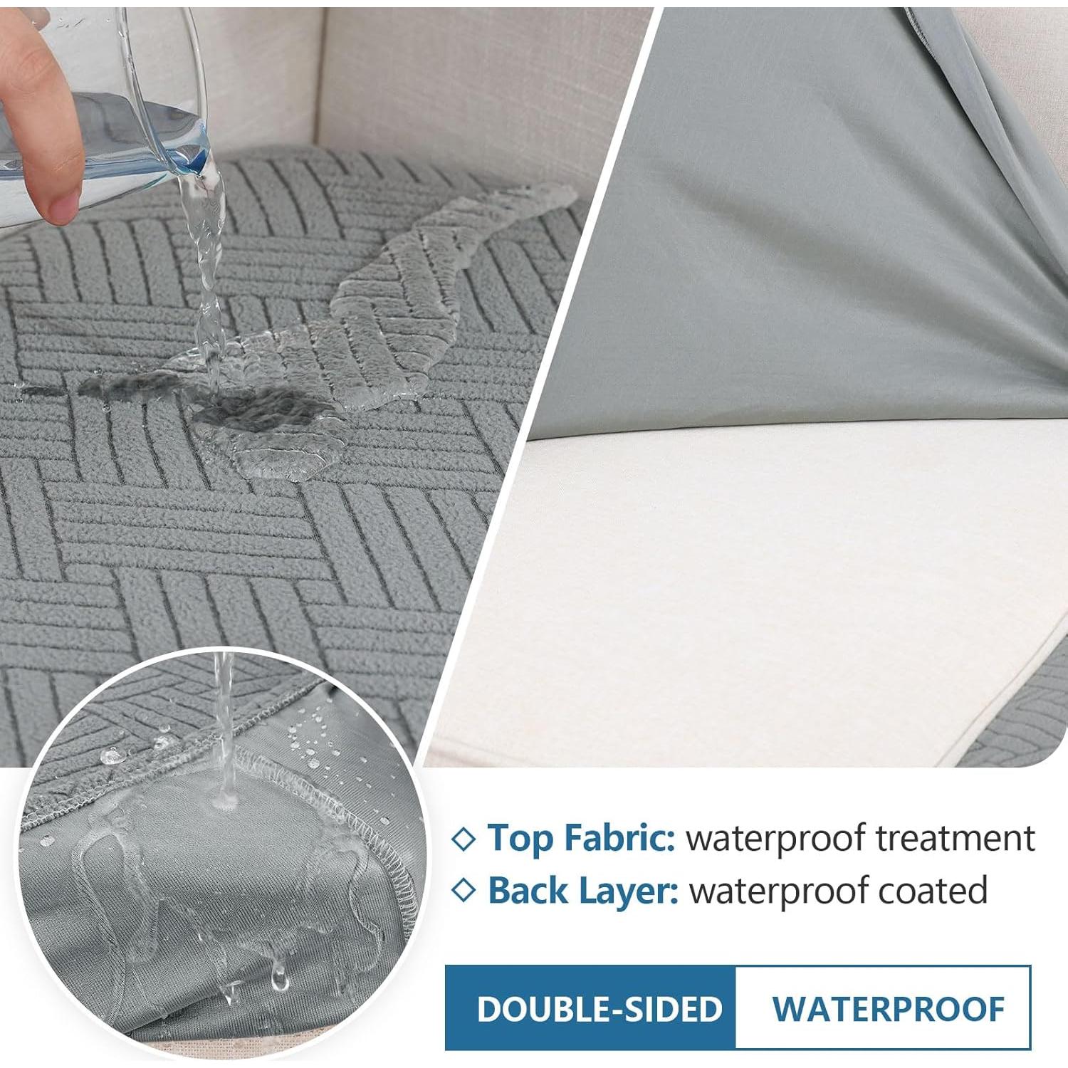 Fundas de Cojín de Sofá Impermeables Hyha 3PC Gris