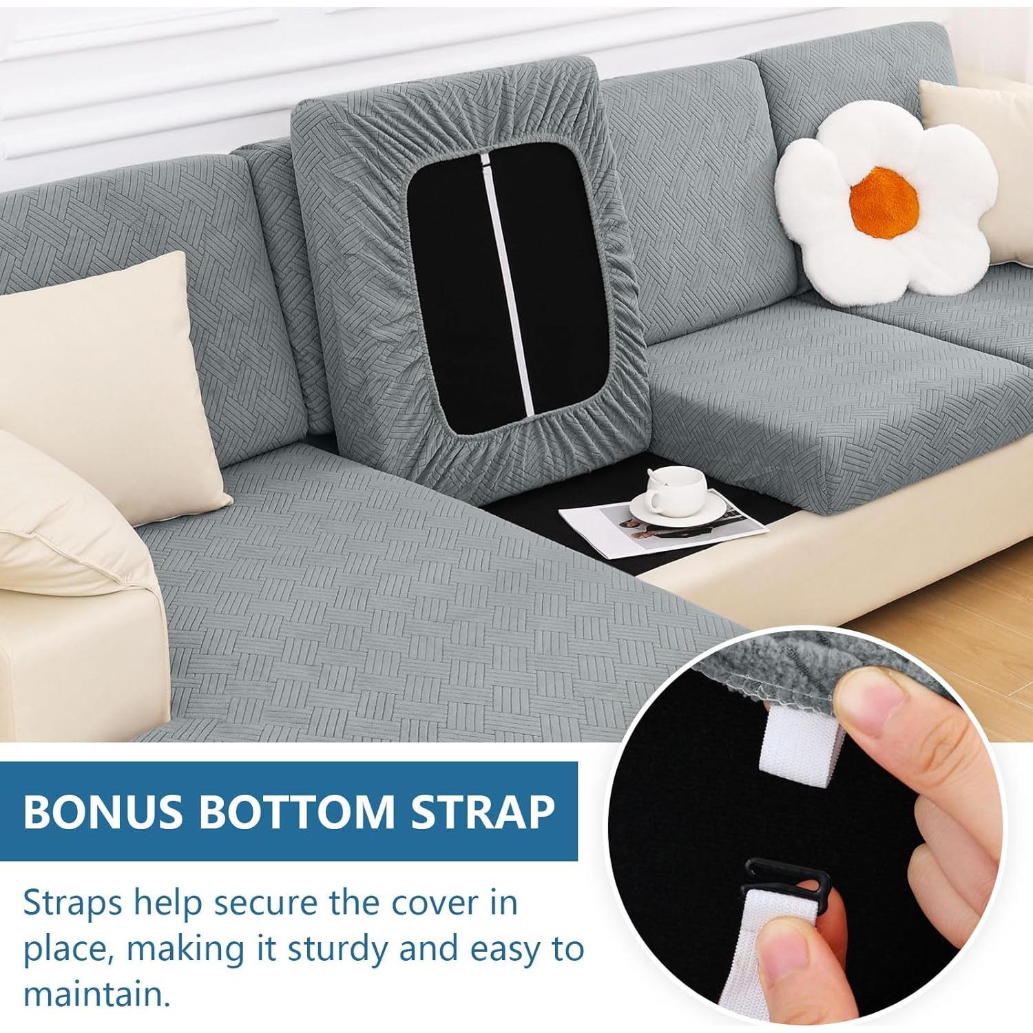 Fundas de Cojín de Sofá Impermeables Hyha 3PC Gris